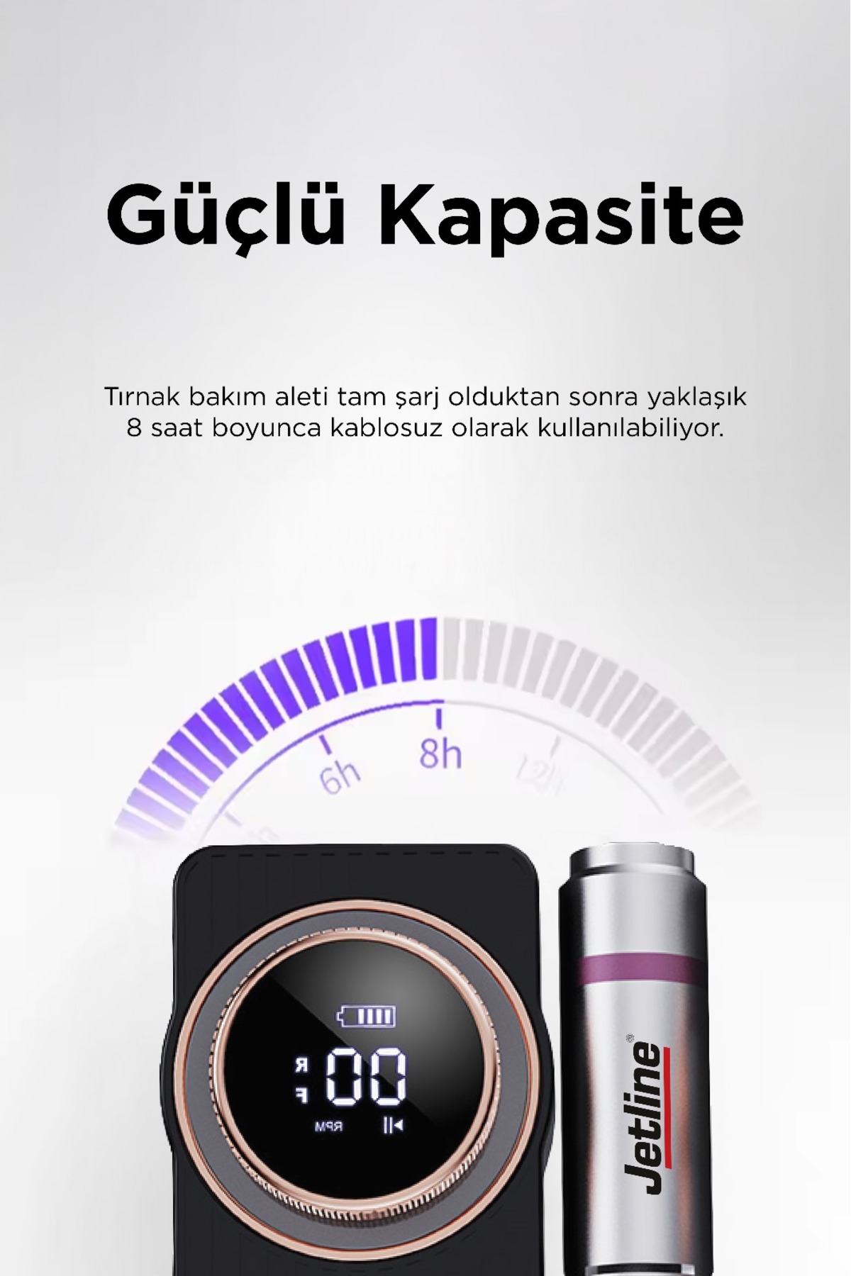 TRNKO1 Siyah Seri Profesyonel Tırnak Törpü Manikür Pedikür Makinesi 10 Başlıklı Seri — JETLİNESİYAHRENKTIRNAKSERİTRNK01 — تصویر 8 از 8