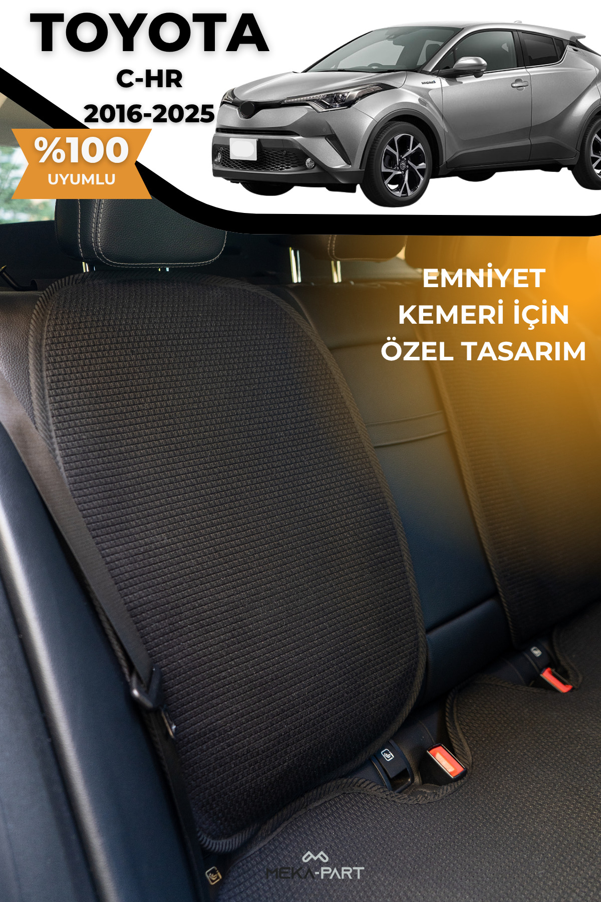 TREND Terletmez Oto Koltuk Koruyucu Kılıf %100 Pamuk 5 li Tam Set Siyah Toyota C-HR fotoğrafı 2 (önizleme)