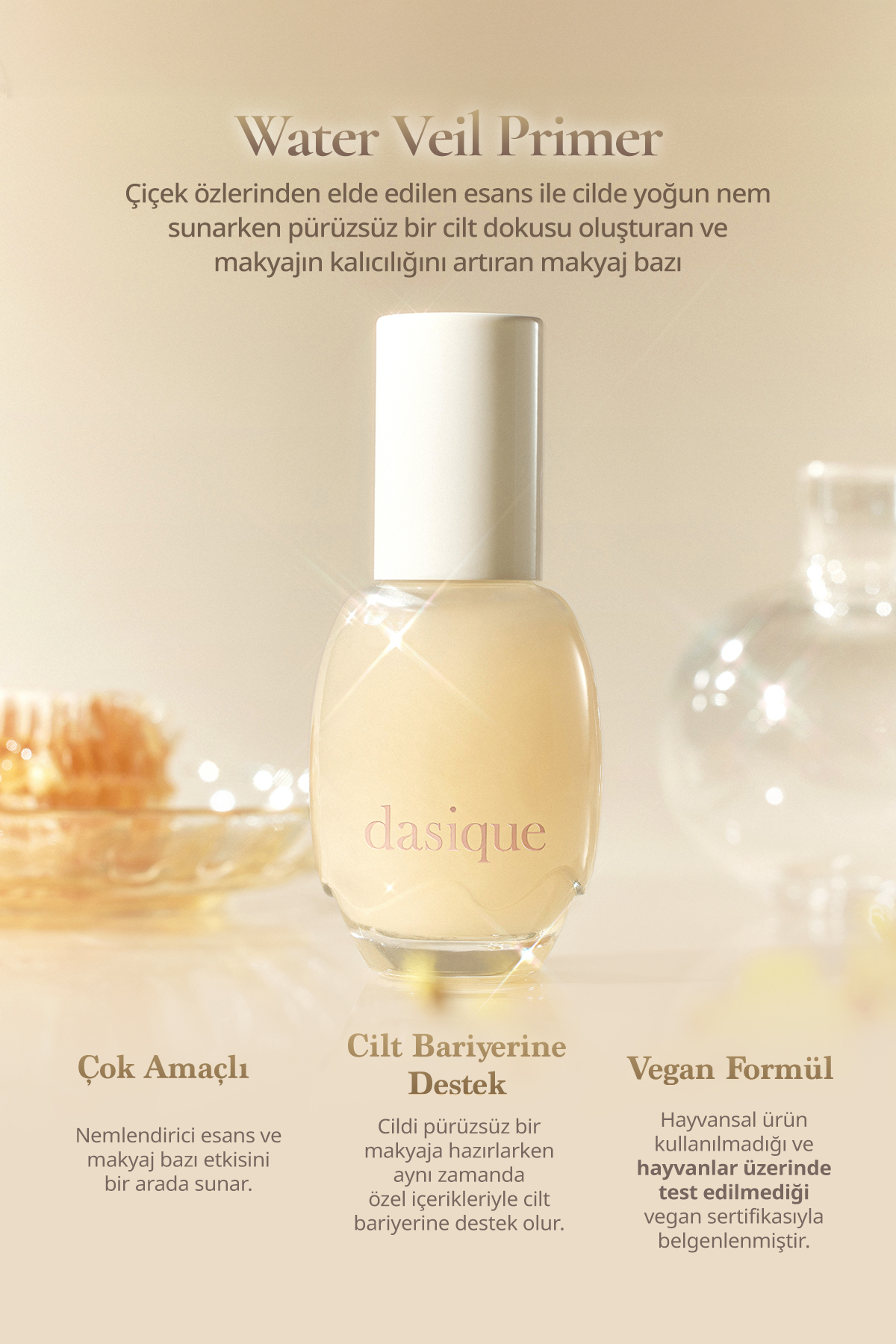 Çiçek Özleriyle Nemlendiren, Aydınlatan ve Pürüzsüzleştiren Makyaj Bazı Water Veil Primer — بژ 8696 — تصویر 3 از 9