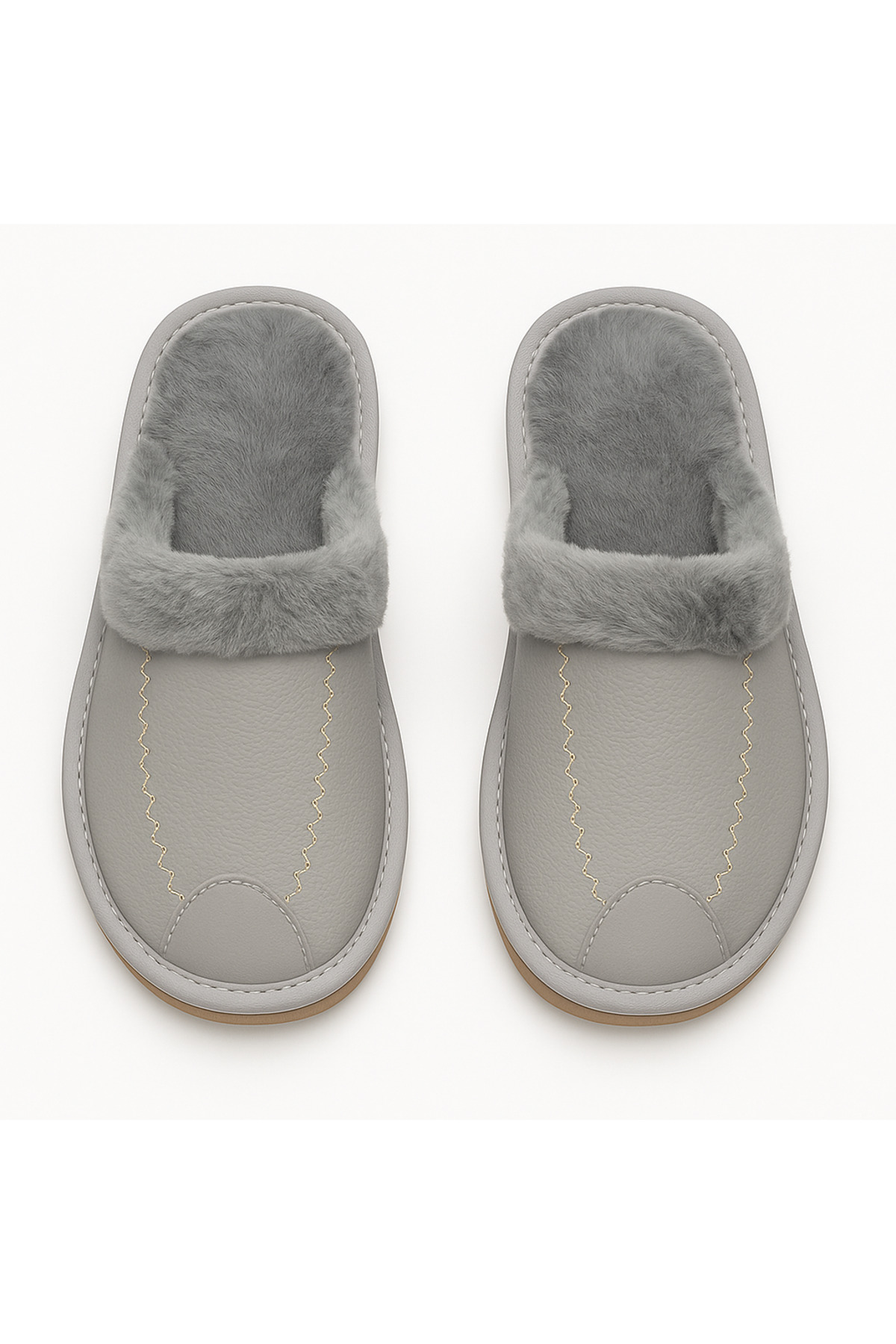 Shoebuo  Erkek Ev Terliği Kürklü Şık Konforlu Ses Yapmayan Taban Ev ve Çeyiz Terliği - Görsel 2