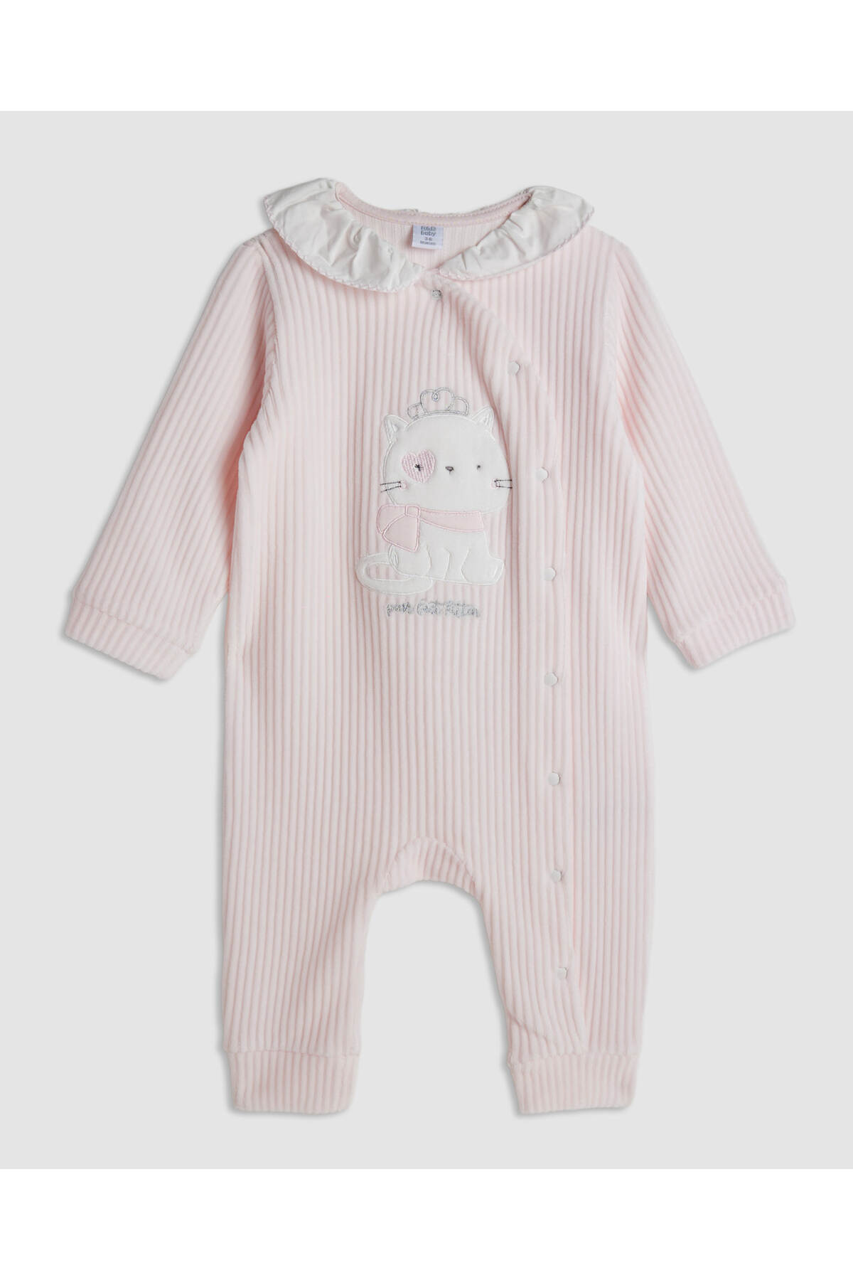 R&B Pink Girl's Appliqued Collared Sleepsuit