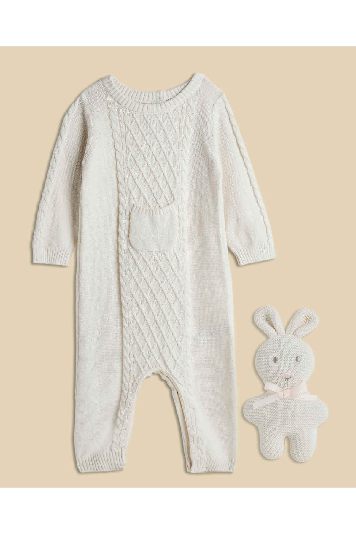 R&B Ivory Girl's Knitted Long Sleeves Rompers