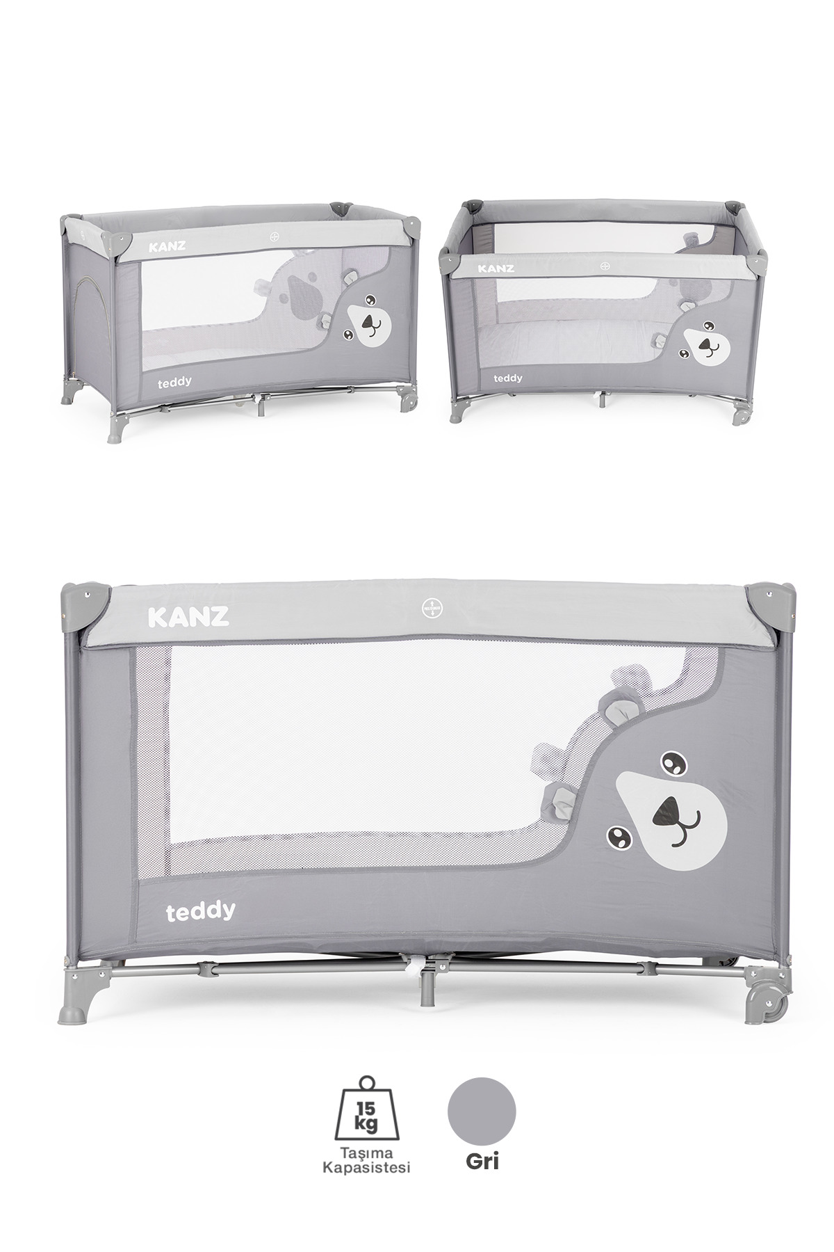 Kanz Teddy Oyun Parkı ve Park Yatak Gri 60 x 120 - Fiyatı, Yorumları