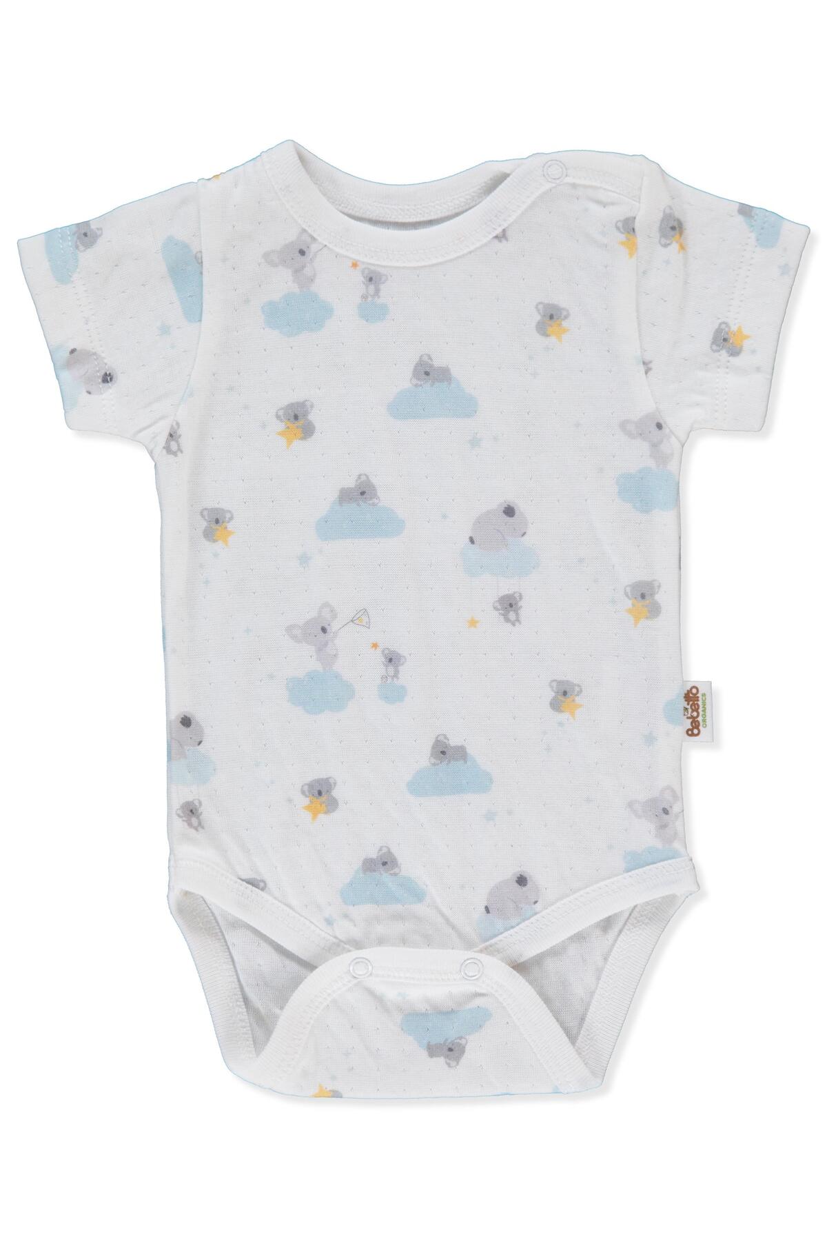 ORGANIC SINGLE JERSEY DOUBLE SHORT SLEEVE BODY MOON (ORGANIC STARS AND KOALAS) ECRU