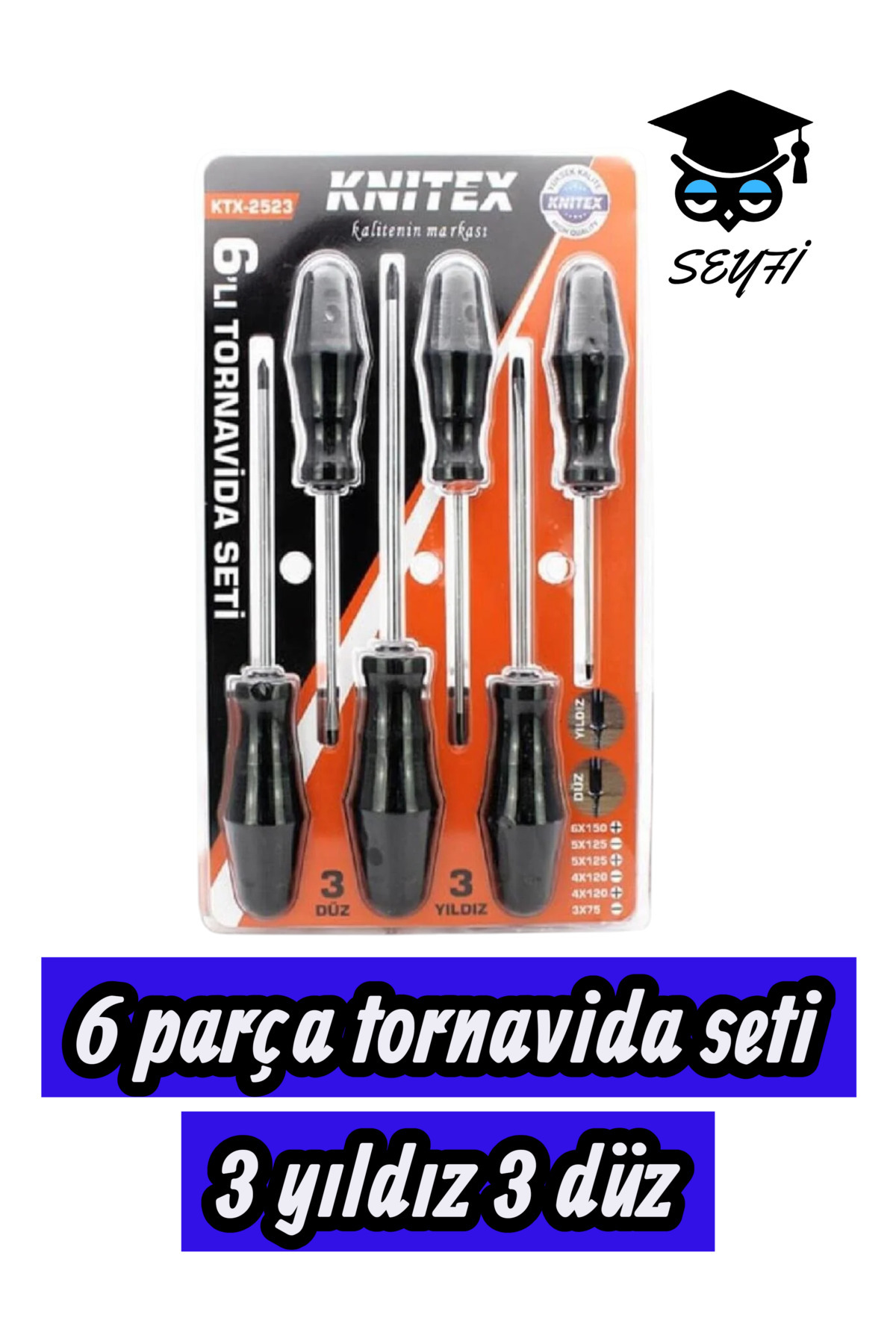 SEYFİKİRTASİYE 6'Lı tornavida seti 3 yıldız 3 düz - Fiyatı, Yorumları