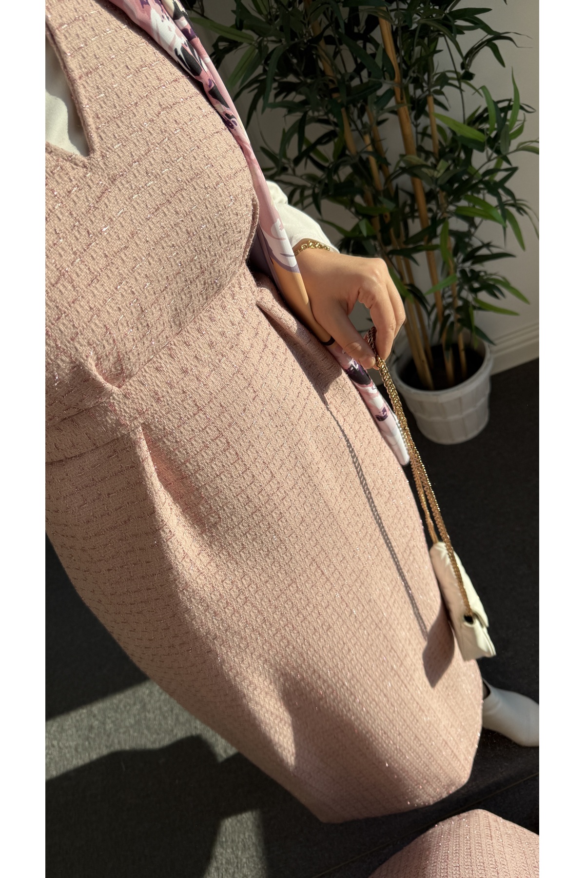 Nisa Nalbantoğlu  Toz Pembe Simli Tüvit Tesettür Jile - Görsel 5