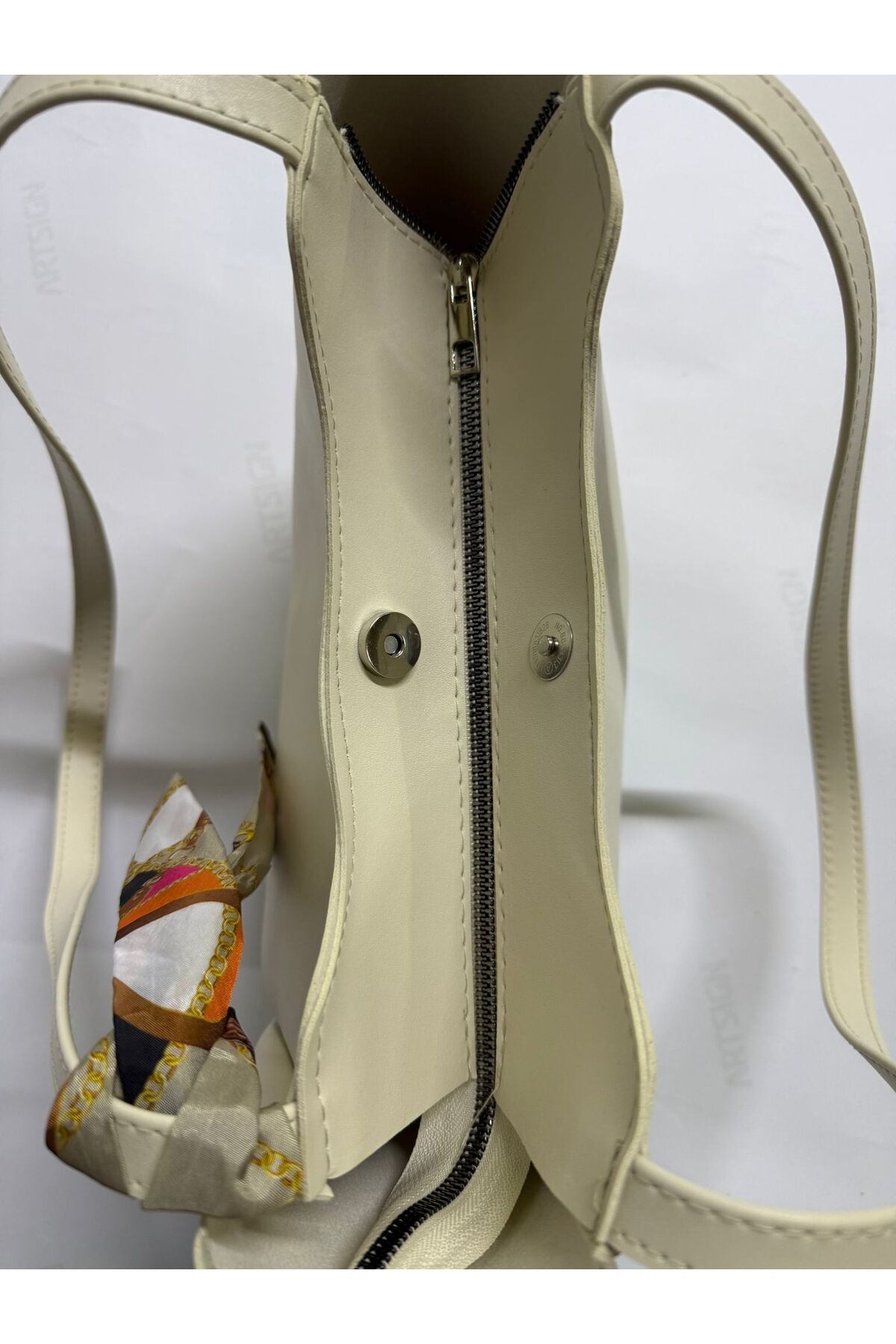 Judour Bags Kadın Fularlı Fermuarlı Ve Çıtçıt Kapamalı Shopper El Ve Omuz Çantası görsel 3