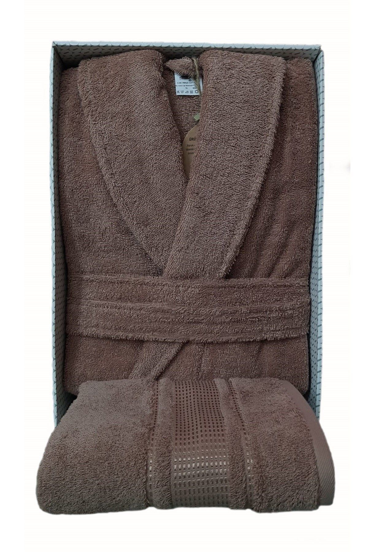  حوله حمام شالی یقه‌دار کالرست + حوله سر