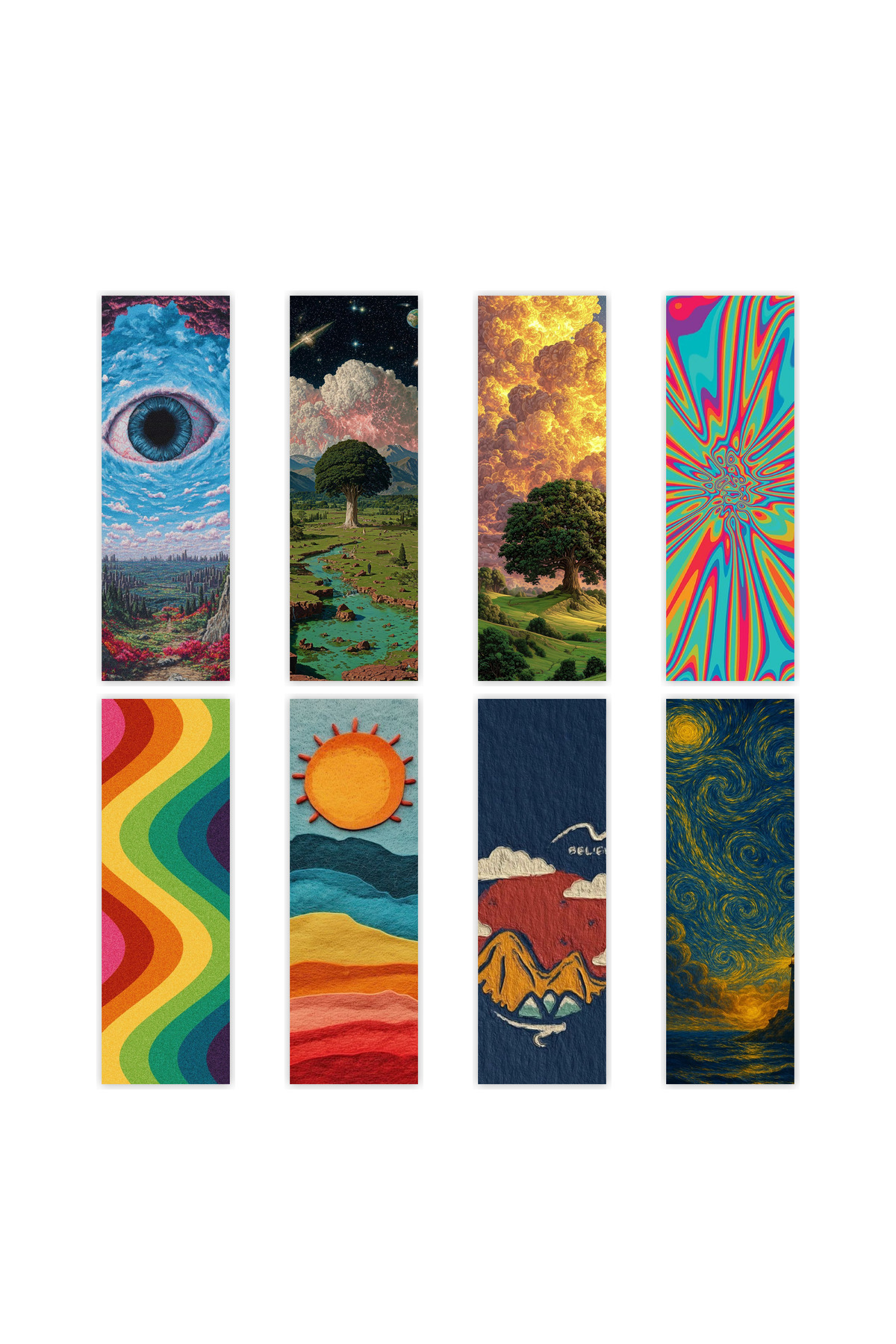 Atölye Prana Psychedelic Art Temalı Kitap Ayracı 8’li Set – Renkli Sanat Koleksiyonu