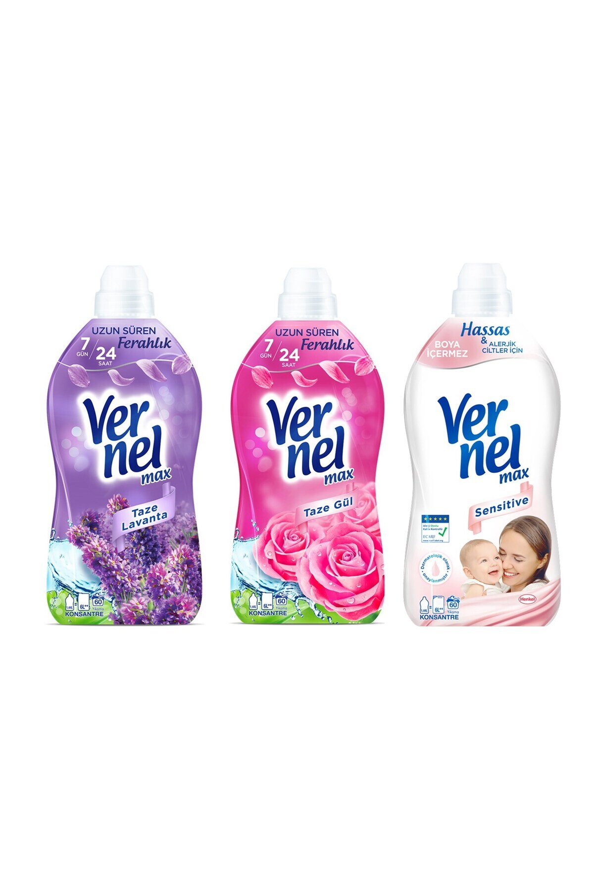 Max Kons.Çam.Yumuşatıcı 1440 ml Lavanta - Taze Gül ve Sensitive 3 lü