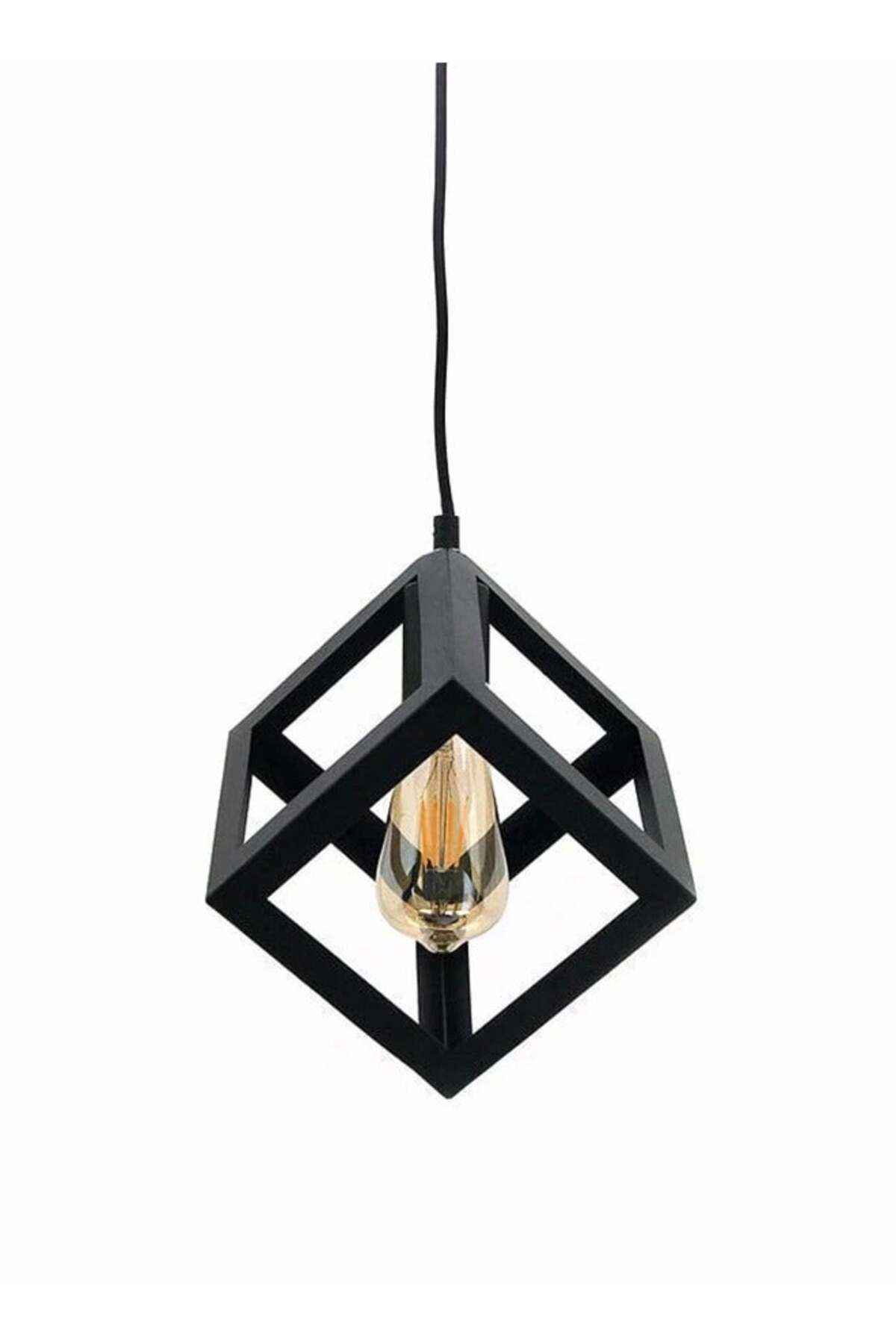 مصباح سقف مكعب صناعي - ثريا معدنية سوداء