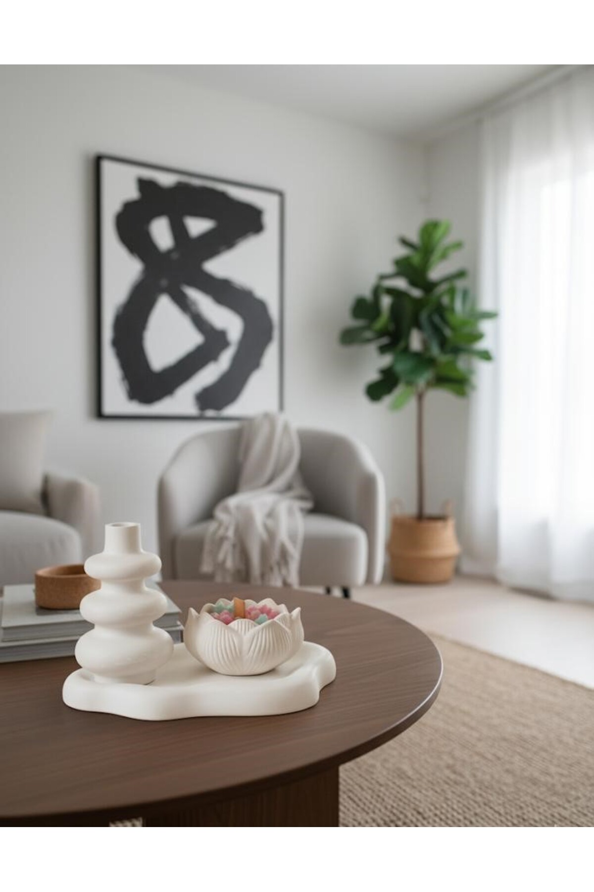 3-Piece Bohemian Vase, Lotus Candle and Cloud Plate