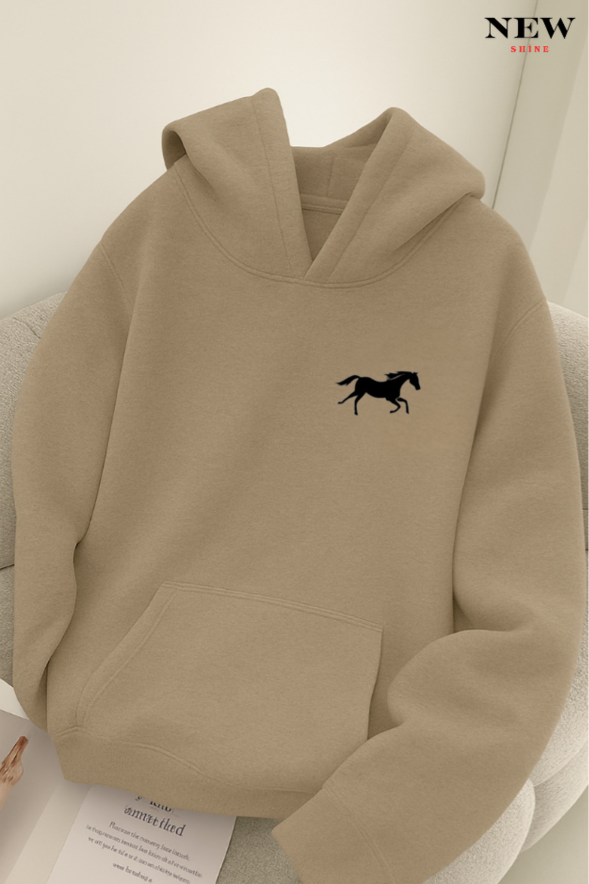 NEWSHİNE Horse Printed Hooded Sweatshirt