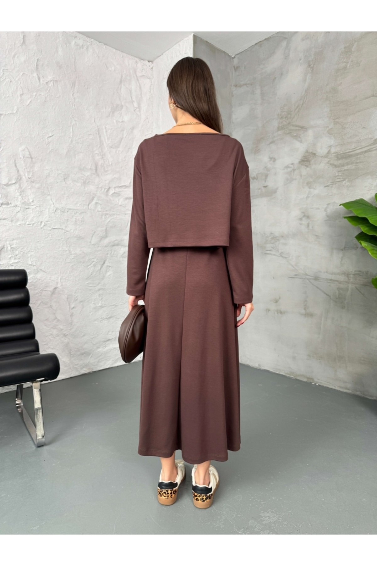 Elif Özbey Butik  Kahverengi Modal Bluzlu İkili Takım Elbise - Görsel 7
