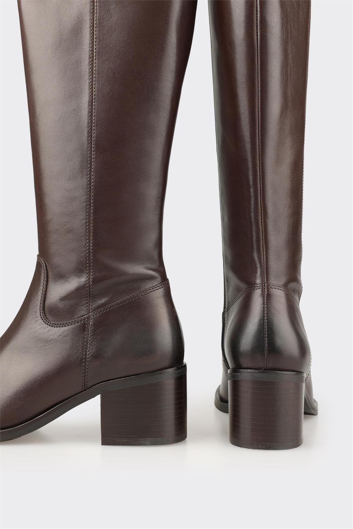 Elle Shoes Kahve Deri Kadın Çizme görsel 4