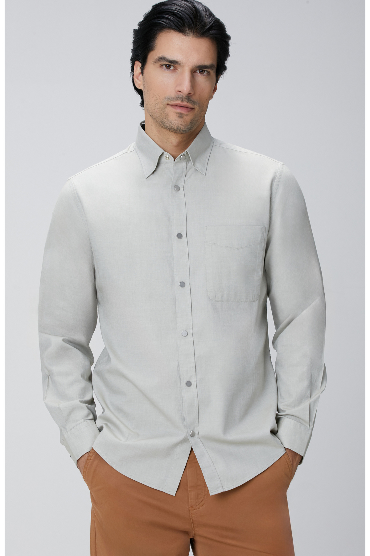 نتورک پیراهن آکسفورد خاکی روشن