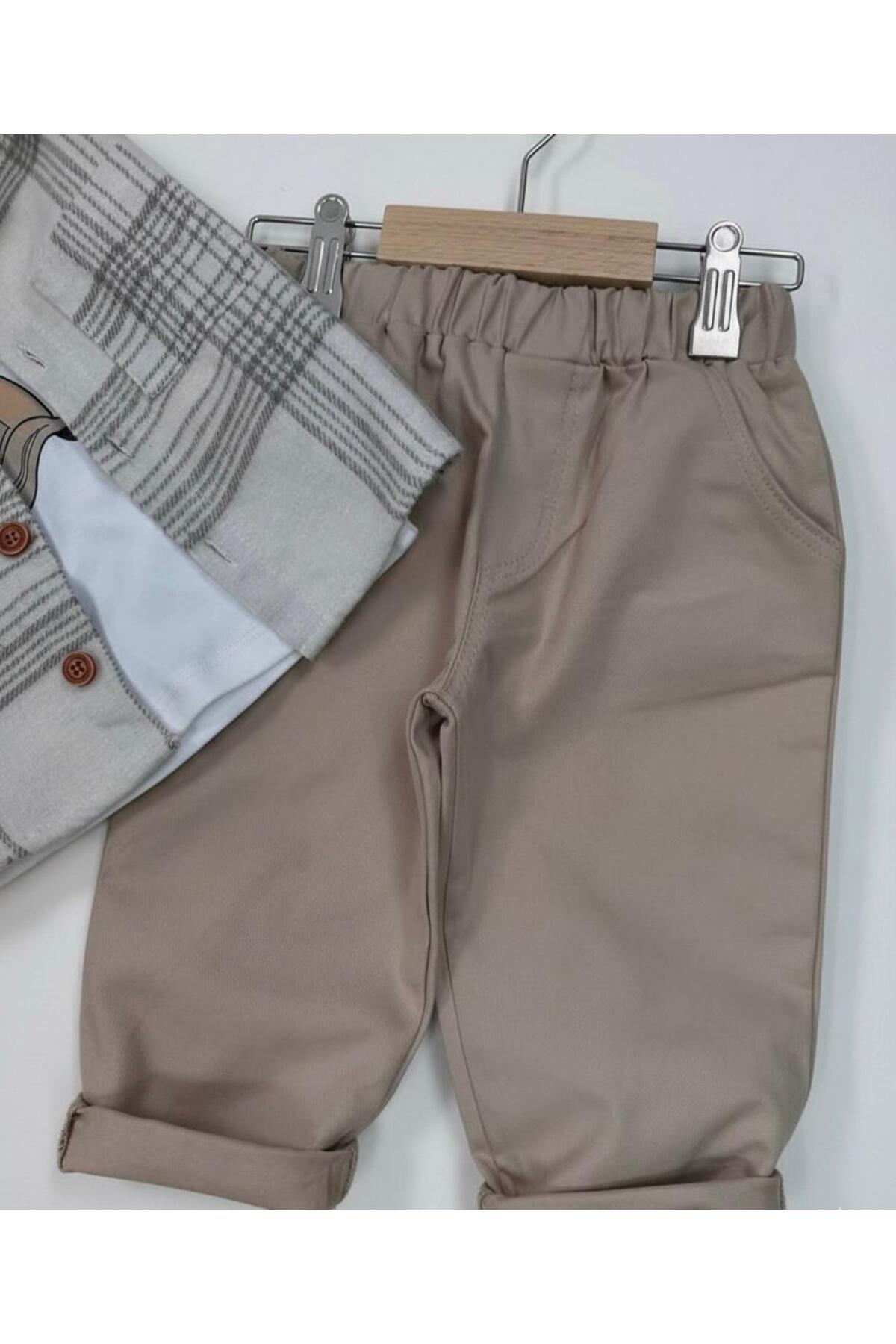 P&H BABYWEAR Oduncu Gömlekli Oversize Hiphop Pantolonlu 4'Lü Erkek Çocuk ve Bebek Takımı fotoğrafı 3 (önizleme)