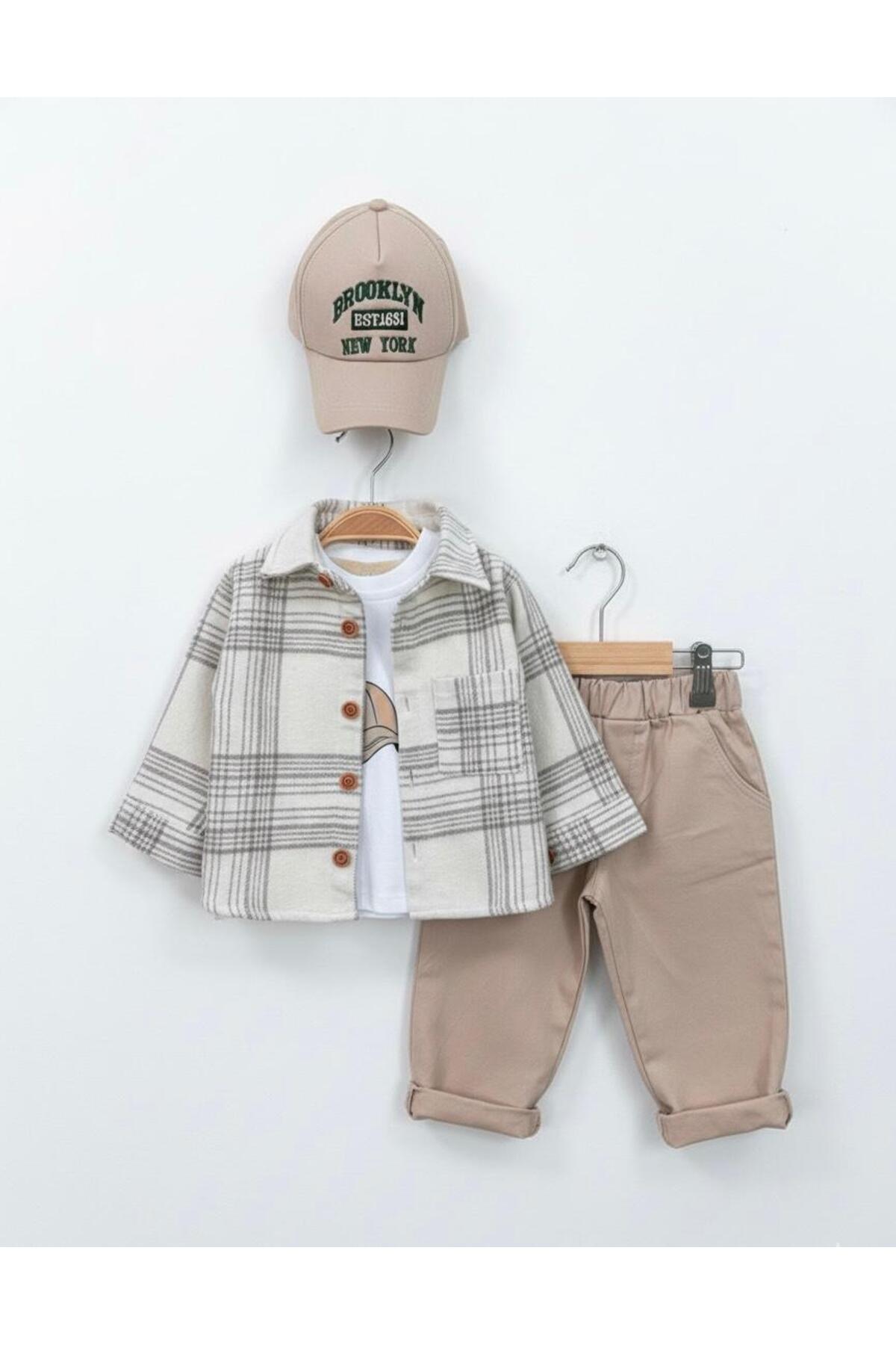 P&H BABYWEAR Oduncu Gömlekli Oversize Hiphop Pantolonlu 4'Lü Erkek Çocuk ve Bebek Takımı fotoğrafı 2 (önizleme)