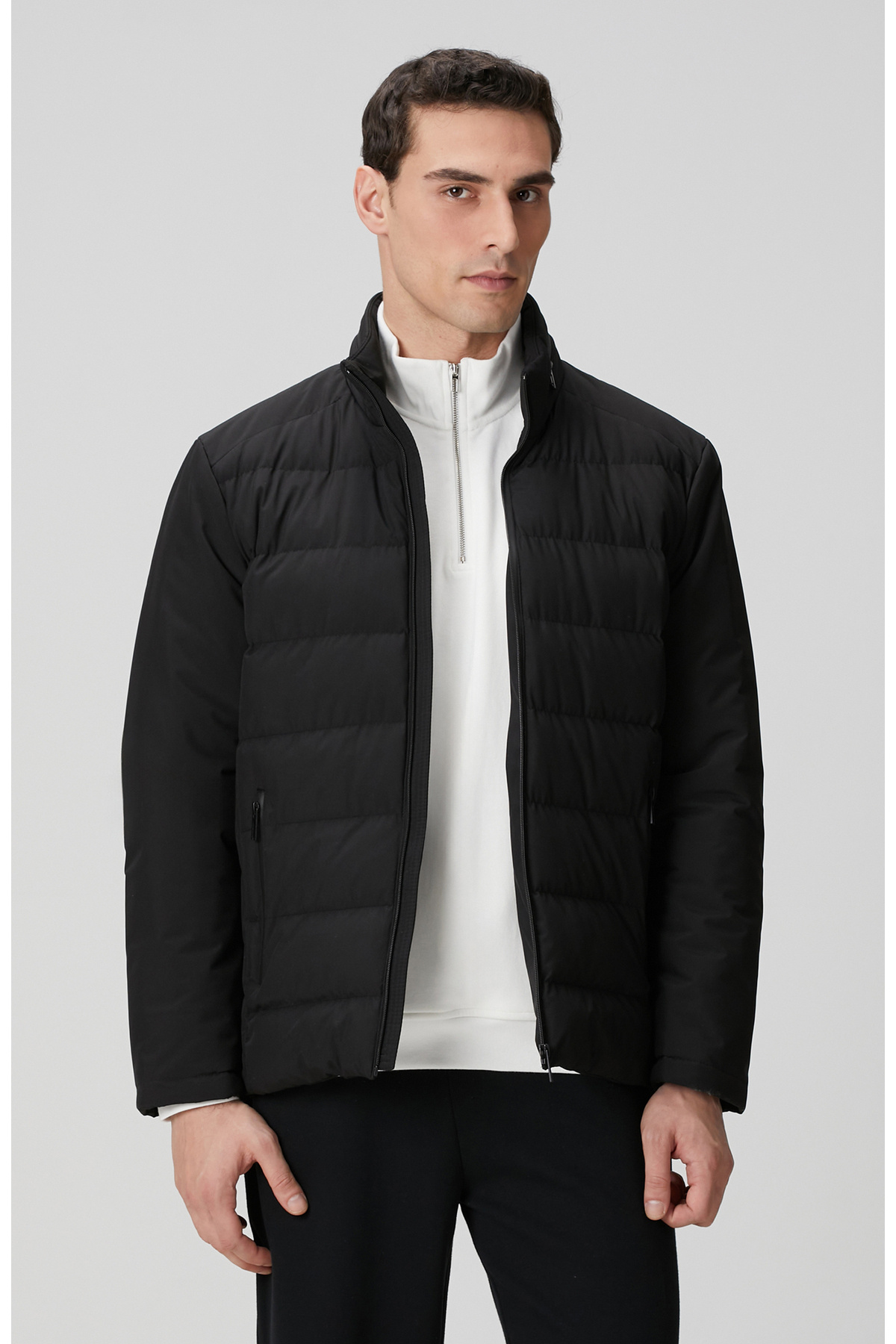 نتورک کت غیررسمی لحافی مشکی یقه ایستاده