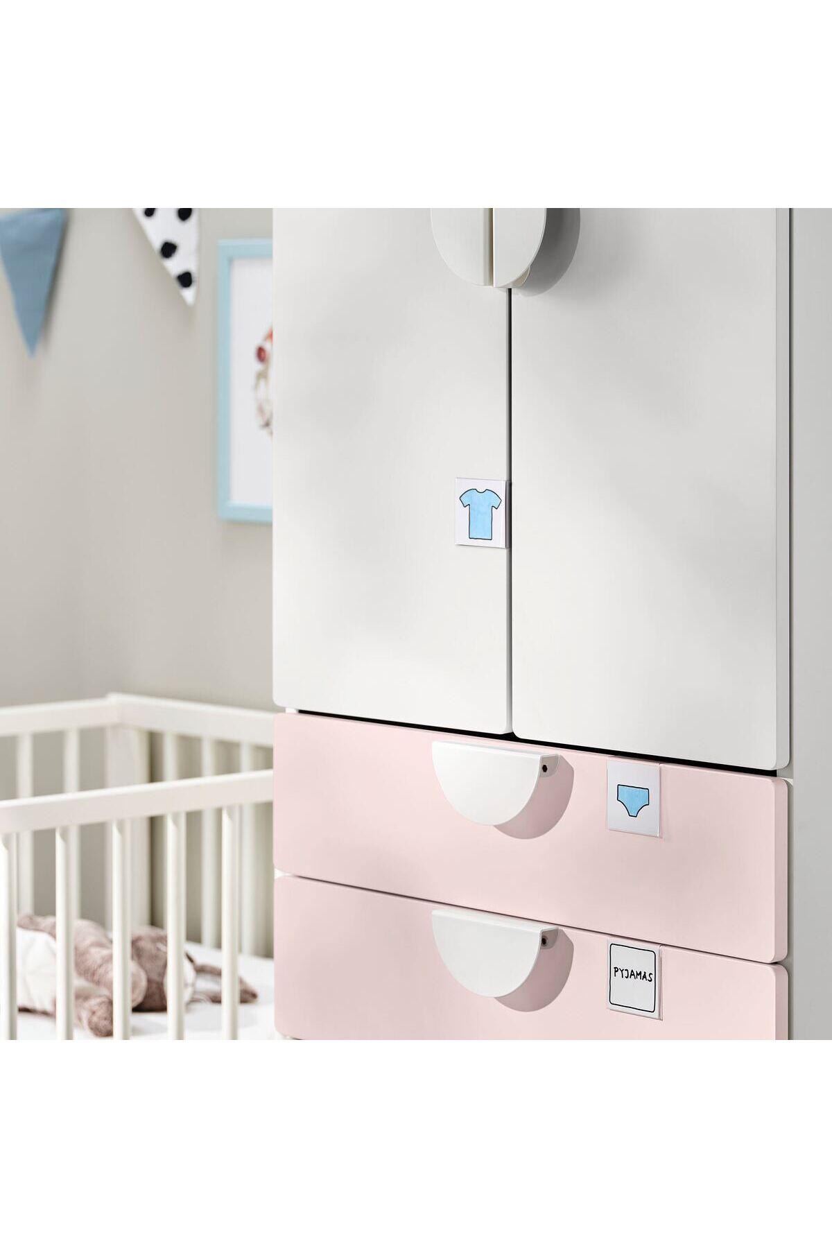 hobiurun Çocuk gardırobu, beyaz-uçuk pembe, 60x57x181 cm, 4 çekmeceli fotoğrafı 4 (önizleme)