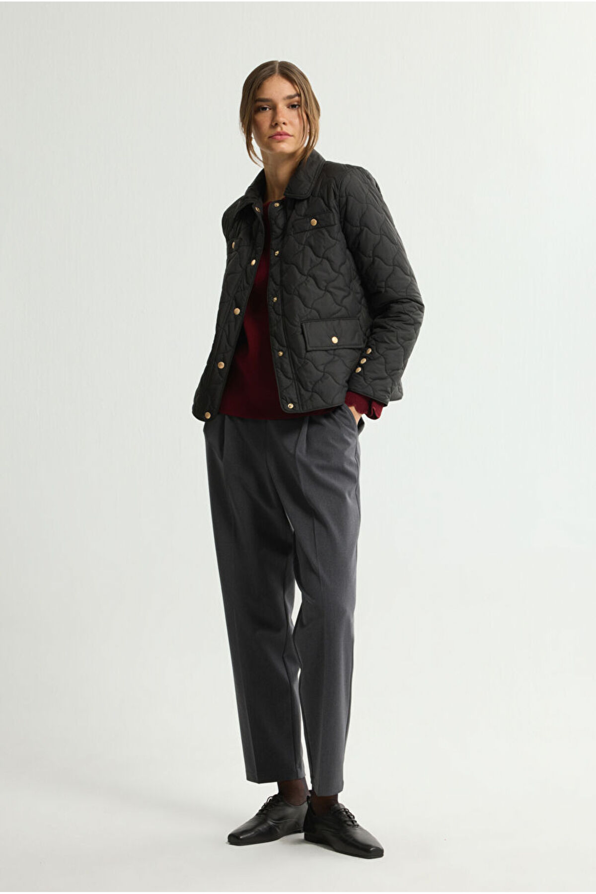 Love My Body  Kapitone Cepli Kısa Mont - Görsel 6