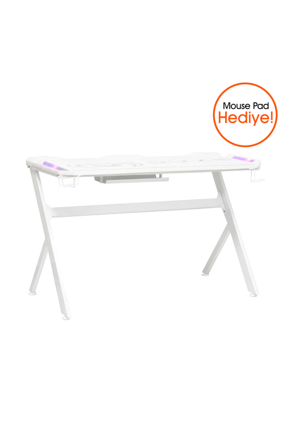 Adore Mobilya Ryze Extreme Karbon Fiber RGB Oyuncu Masası - Beyaz 120x60x76 cm