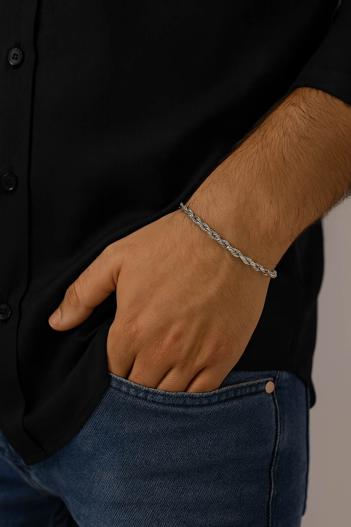 ruvelu Halat Burgu Gümüş Renk Yüksek Kalite 316L Çelik Bileklik görsel 4