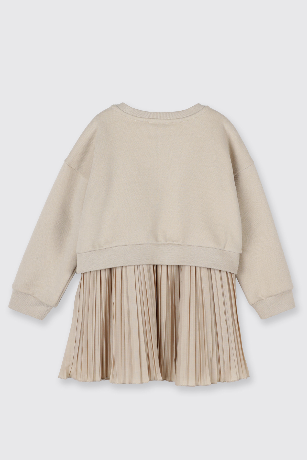 Panço Kız Bebek Baskılı İç Elbiseli 2 Parça Örme Bej Elbise fotoğrafı 2 (önizleme)