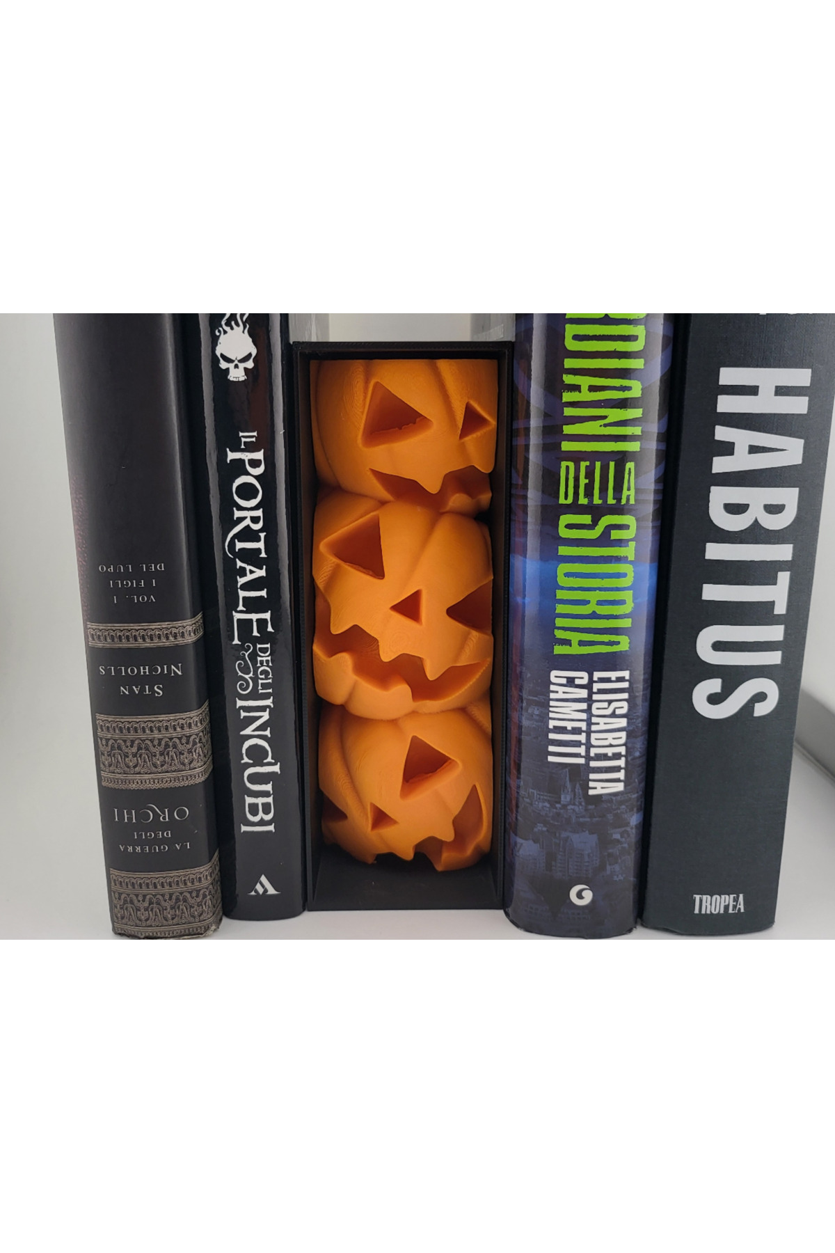 Cadılar Bayramı Balkabağı Kitap Köşesi - Spooky Bookshelf - 3D Baskı 17cm Yükseklik