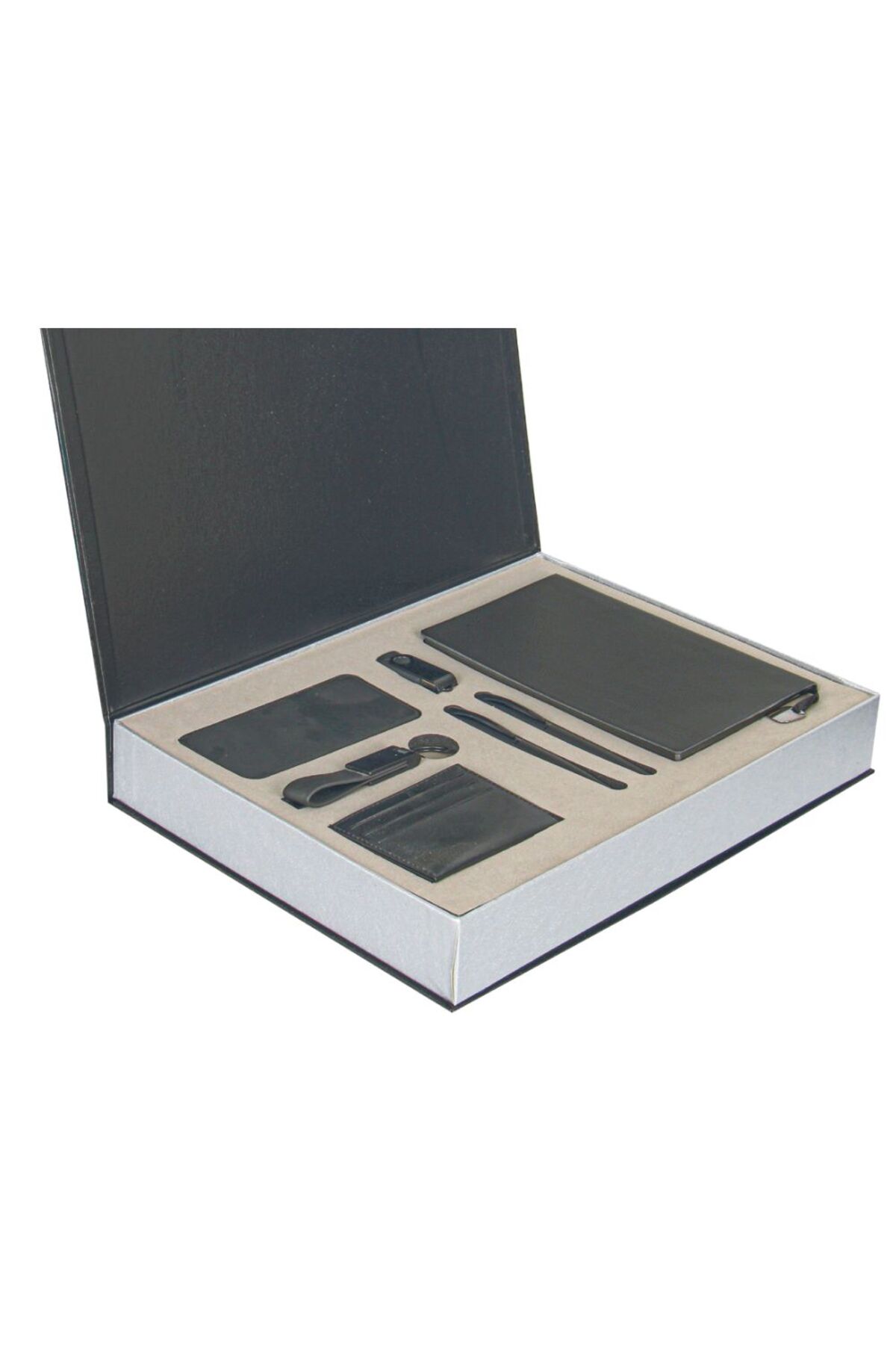 VIP Hediyelik Set - Powerbank, Defter, Kalem, USB Bellek, Anahtar ve Kartvizitlik - (6lı Kurum Seti)
