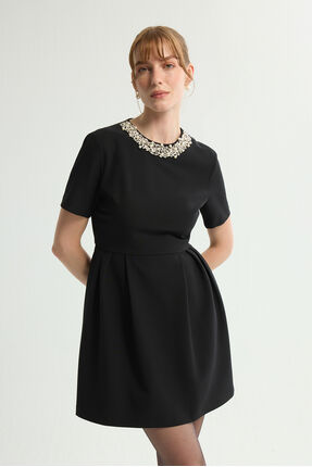 Love My Body İnci Detaylı Gabardin Elbise