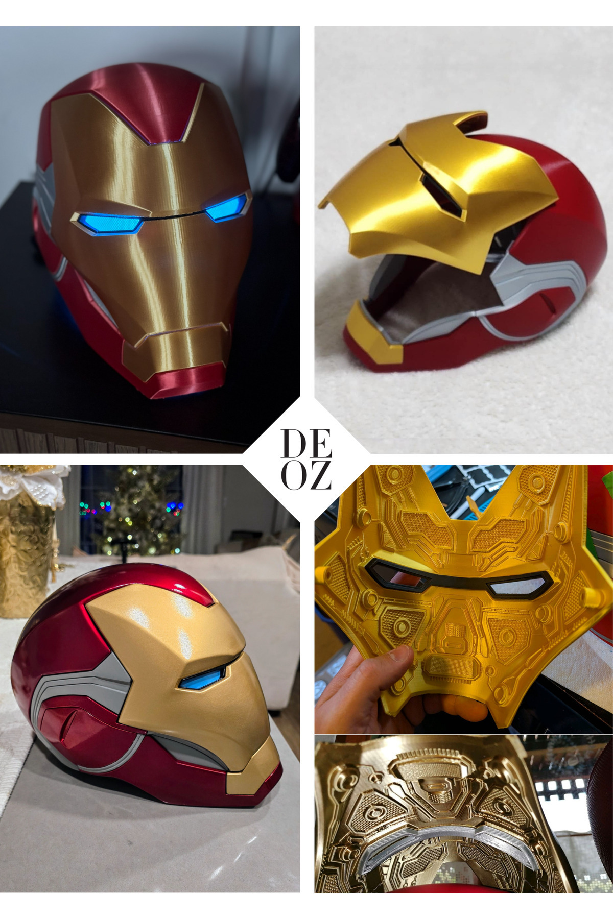 DEOZ3D Iron Man Helmet – Kumandalı Otomatik Kask | Akıllı LED Göz Işıkları | En Gelişmiş Versiyon Ürünü