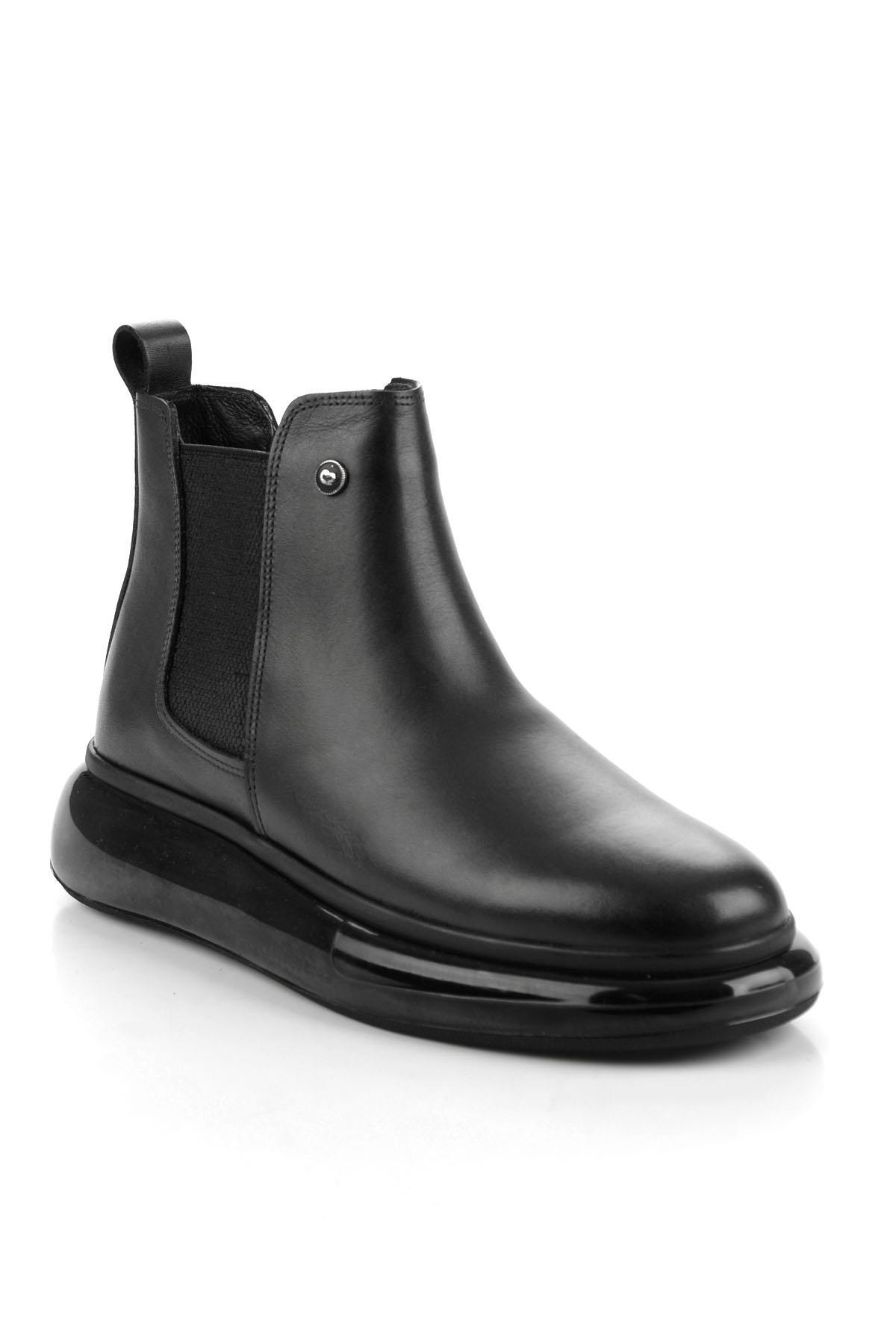 Bambi  Siyah Hakiki Deri Erkek Bot & Bootie E02401080641 - Görsel 2