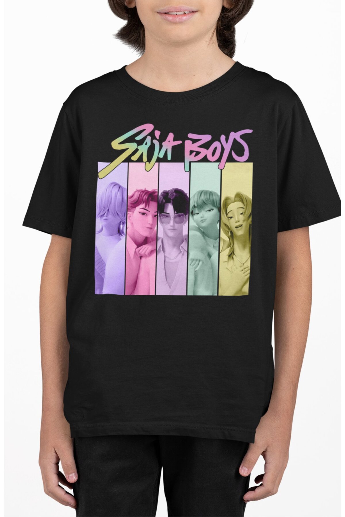 Fuddy Moda Saja Boys Karakterler Baskılı Çocuk Tişört, Unisex Kpop Demon Hunters Bebek T-Shirt fotoğrafı 2 (önizleme)