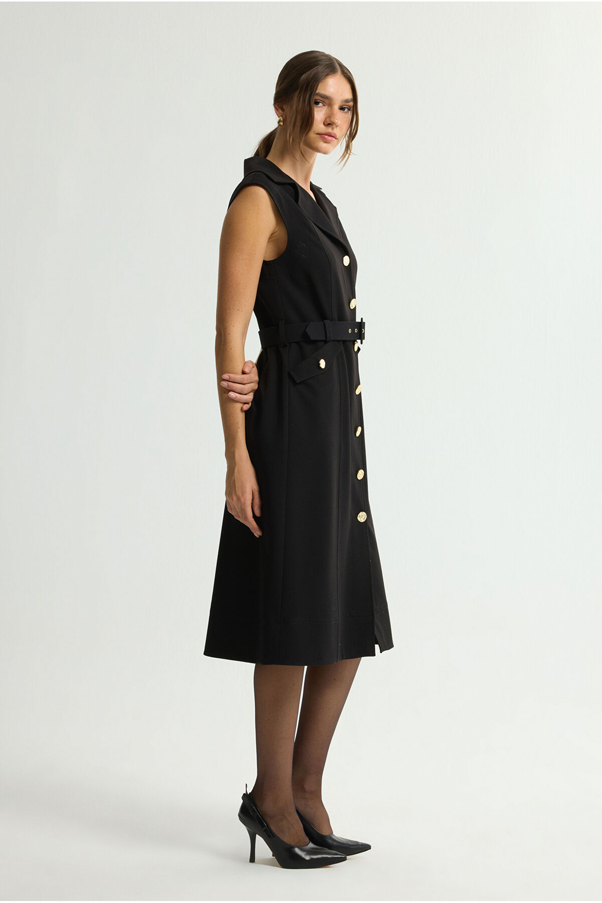 Love My Body  Cepli Kolsuz Gabardin Elbise - Görsel 5