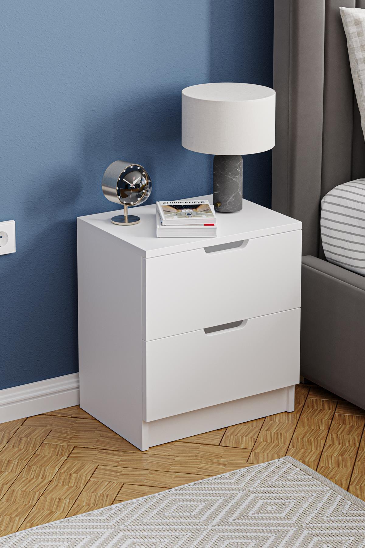 Hofga Lento 2 Çekmeceli Komodin Yatak Odası Bebek Odası Beyaz