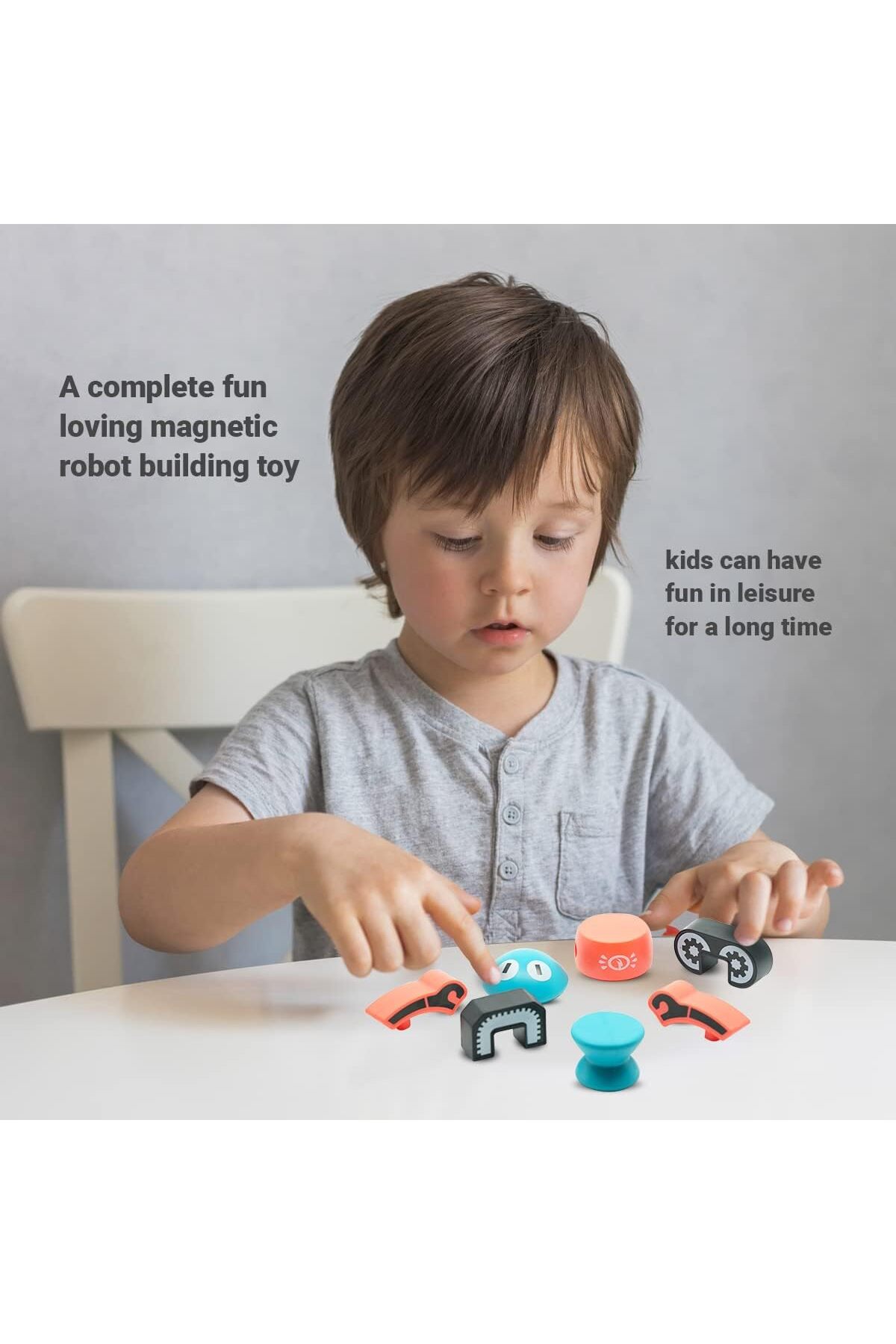 عروسک روبات ساختمانی مغناطیسی - اسباب‌بازی آموزشی STEM، سنین ۳ سال به بالا (مرجانی)