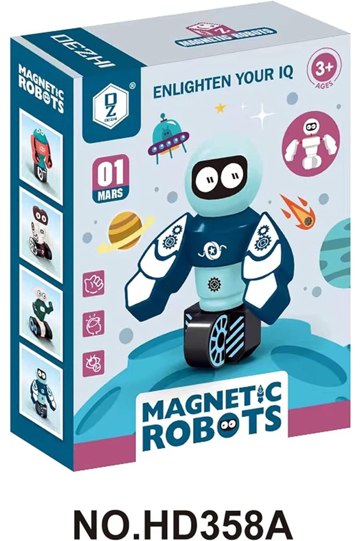 عروسک روبات ساختمانی مغناطیسی برای کودکان - آموزشی STEM، سنین ۳ سال به بالا (آبی)