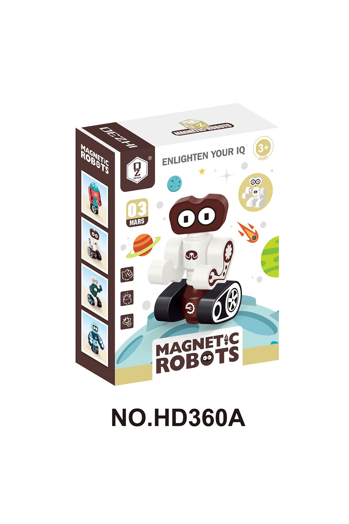 عروسک روبات ساختمانی مغناطیسی برای کودکان – آموزشی STEM، سنین ۳ سال به بالا (قهوه‌ای)