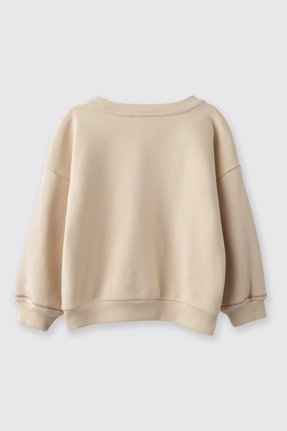 Panço Kız Bebek Nakış Detaylı Yumuşak Dokulu Bej Sweatshirt fotoğrafı 3 (önizleme)