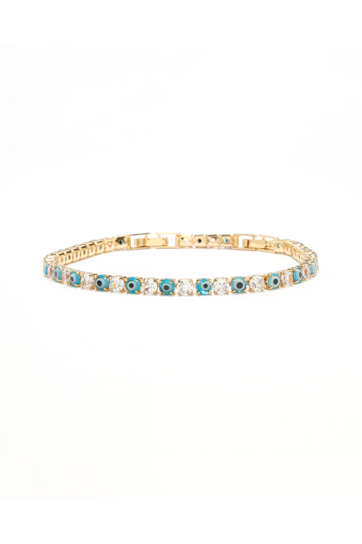 Swaroski Zirconia Taşlı Nazar Boncuğu Yaldız Su Yolu Bileklik