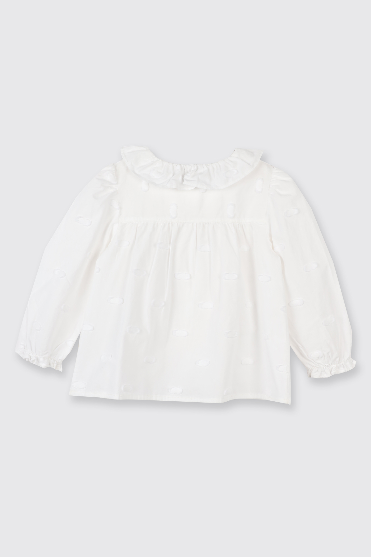 Panço Kız Bebek Dokulu Kumaş Yakası Fırfır Detaylı Ekru Gömlek fotoğrafı 2 (önizleme)