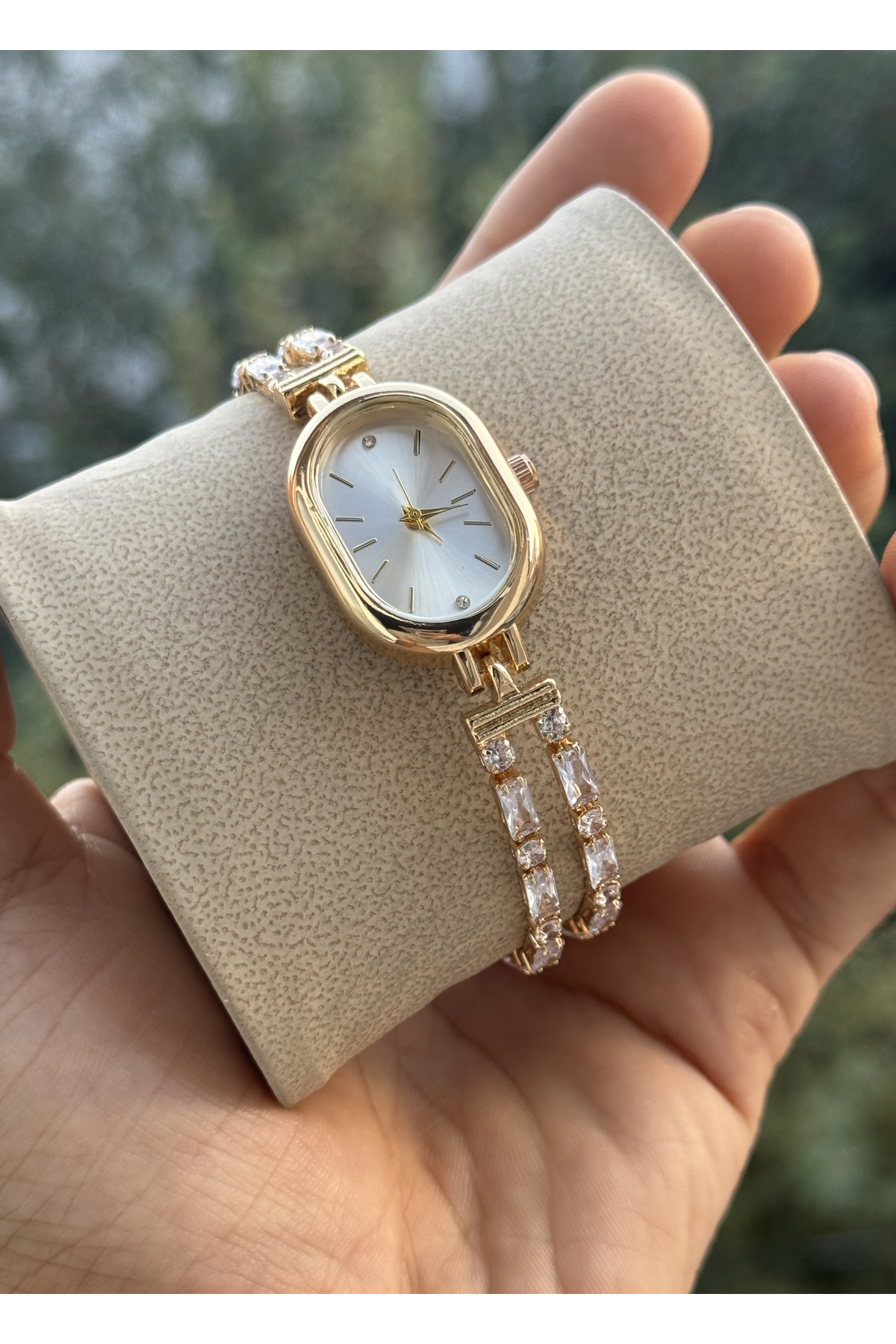 Tulpar  Yeni Sezon Özel Tasarım Taşlı Kordon Oval Kasa Zarif Kadın Kol Saati - Görsel 3