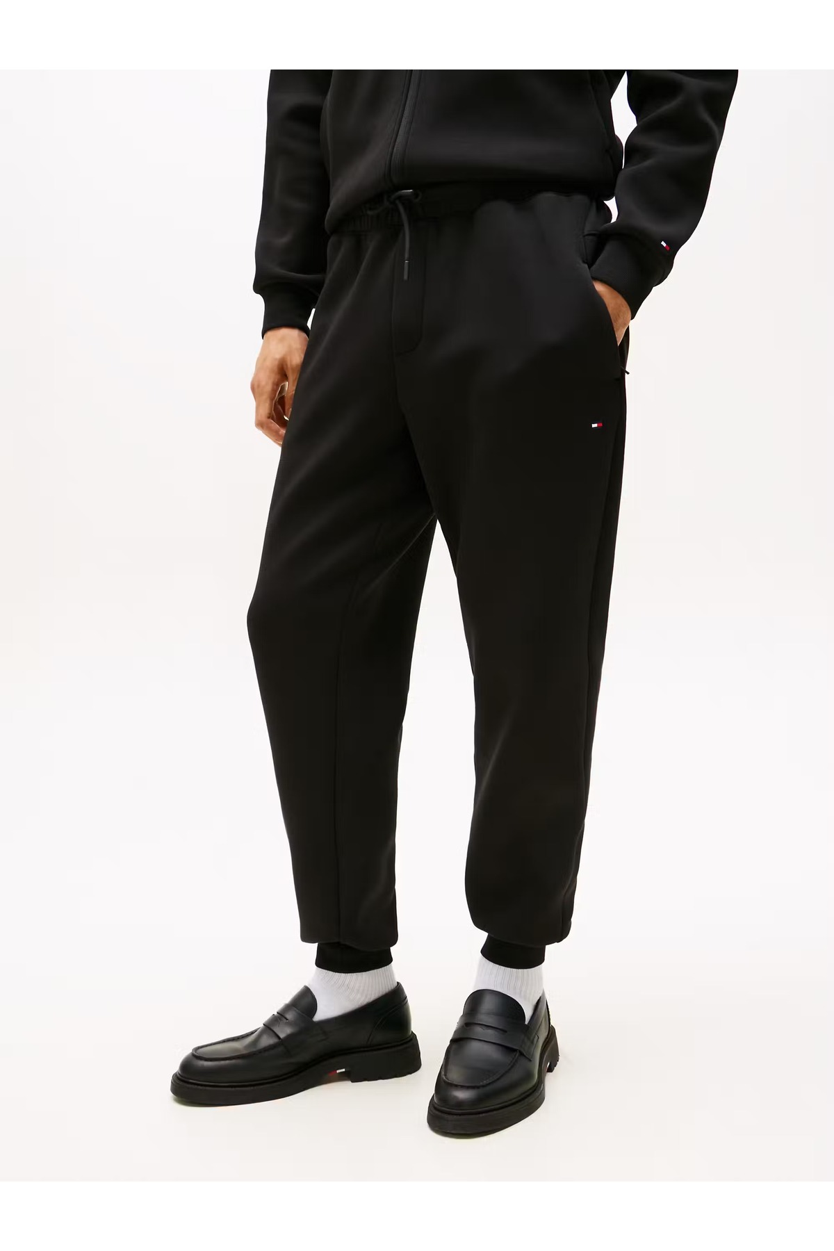 تامی هیلفیگر شلوار ورزشی مردانه، سایز معمولی، کمر و سرآستین کشی، نخی مشکی، MW0MW41357-BDS