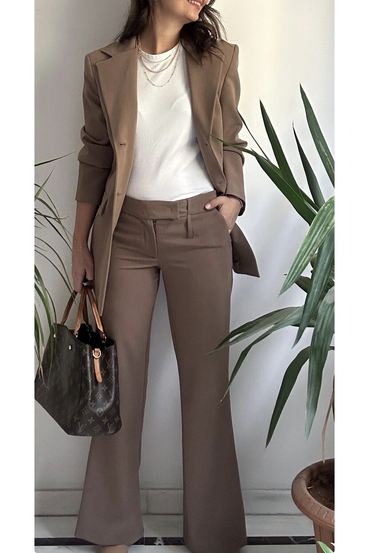 LaSorella Butik KADIN CAMEL CEKET PANTOLON TAKIM