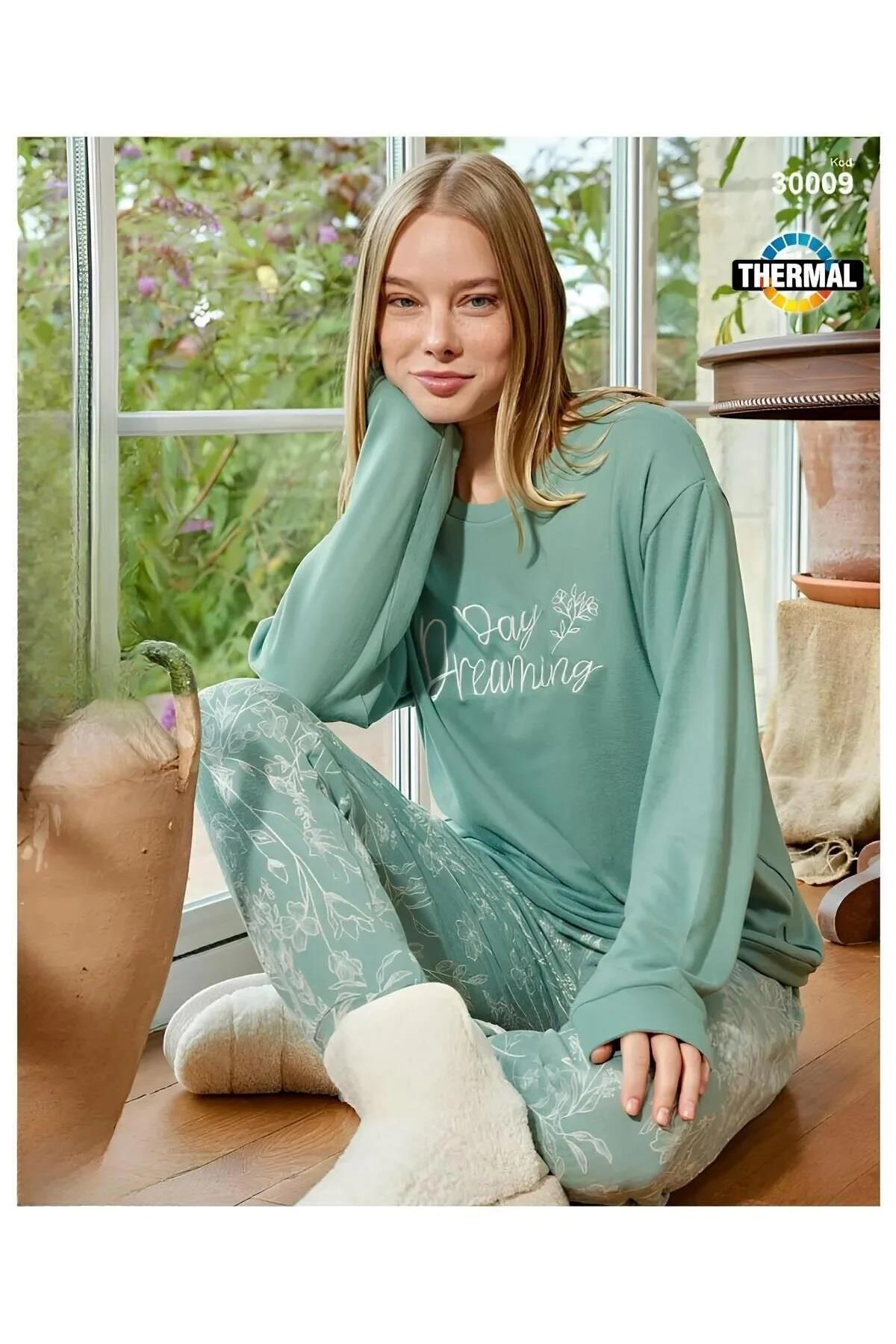Aydoğan Kadın Termal Yeşil Renk Pijama Takımı 30009 görsel 2