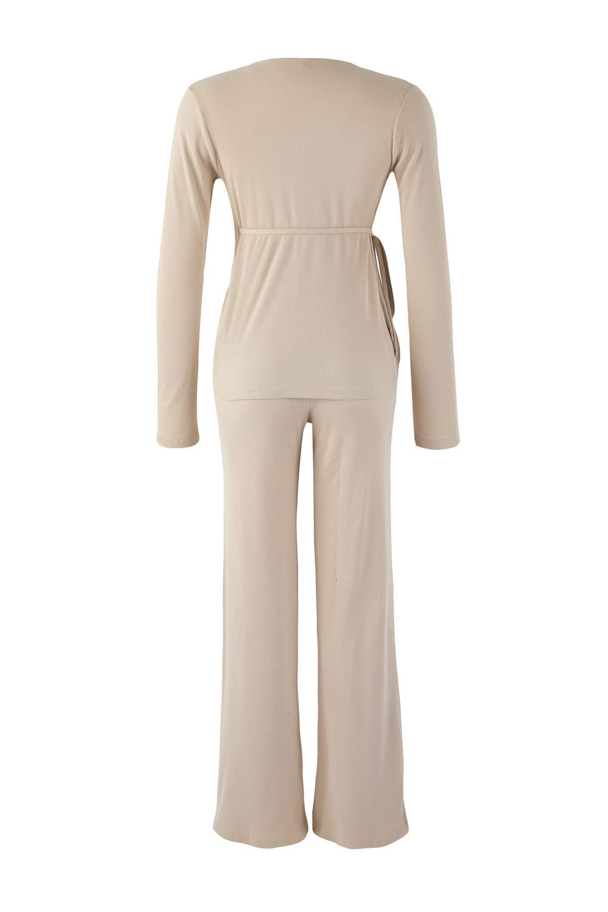 Trendyolmilla  Taş Anvelop Wideleg/Geniş Paça Örme Alt-Üst Takım TWOAW26AU00030 - Görsel 6