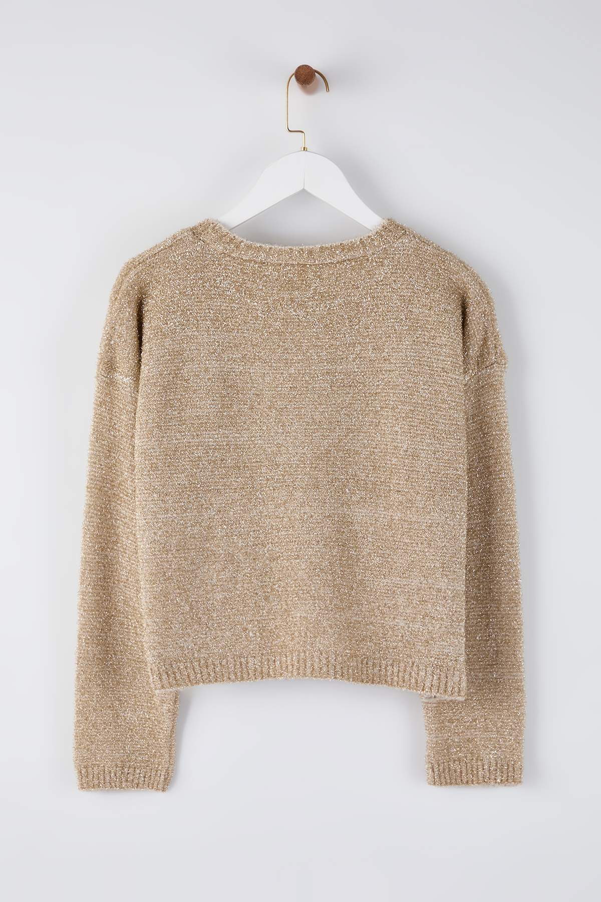 Trendyolmilla  Vizon Crop Simli İplik Triko Kazak TWOAW26KZ00270 - Görsel 6