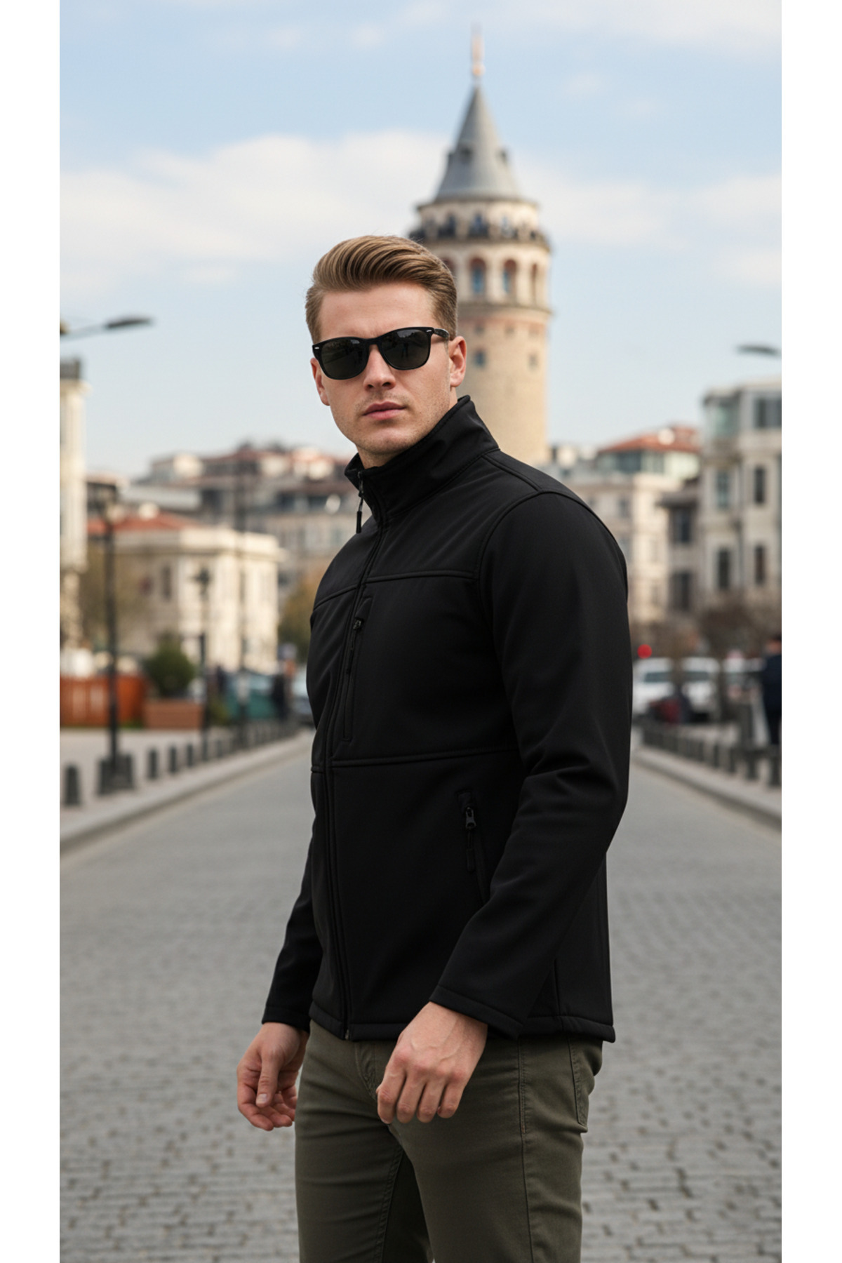 Erkek Softshell Mont İçi Polarlı Su Rüzgar Geçirmez Kışlık Outdoor Mont — مشکی — تصویر 2 از 8