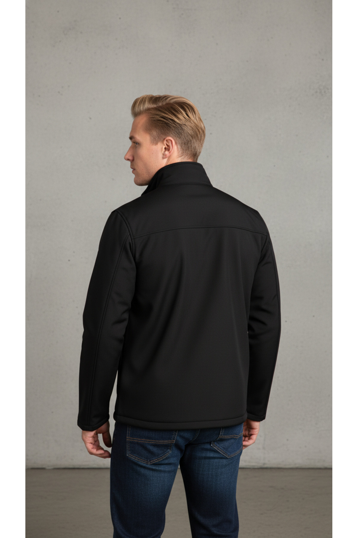 Erkek Softshell Mont İçi Polarlı Su Rüzgar Geçirmez Kışlık Outdoor Mont — مشکی — تصویر 4 از 8